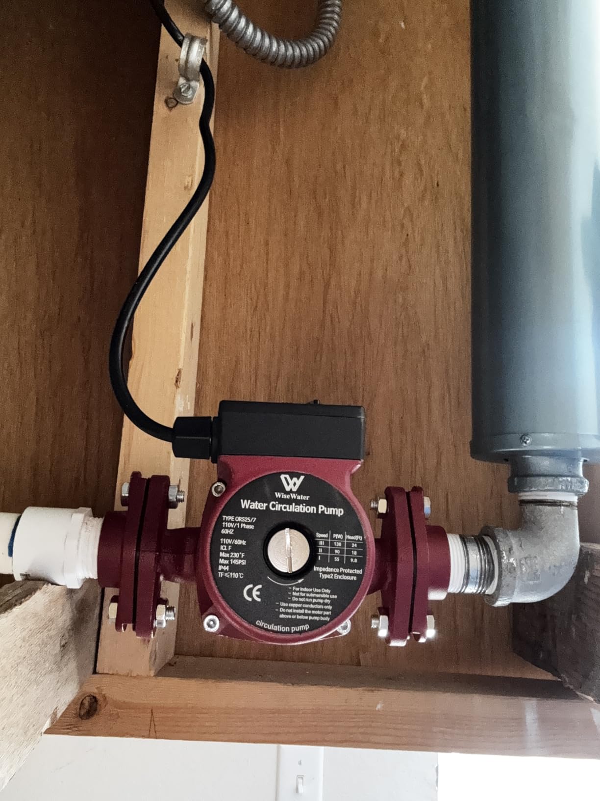 AB 110V 130W 13 GPM Hot Water Recirculating Pump, 3 Speed Switchable Circulator Pump with 1'' FNPT Flanges for Boiler, Solar Heater and Hydronic Radiant Heating, Red customer photo 2