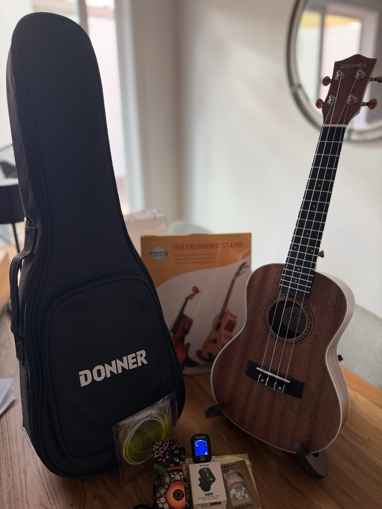 Donner Tenor Ukulele Mahogany Professional 26 inch Ukelele Starter Bundle Kit with Free Online Lesson Gig Bag Strap Nylon String Tuner Picks Cloth DUT-1 Ukalalee Set customer photo 1