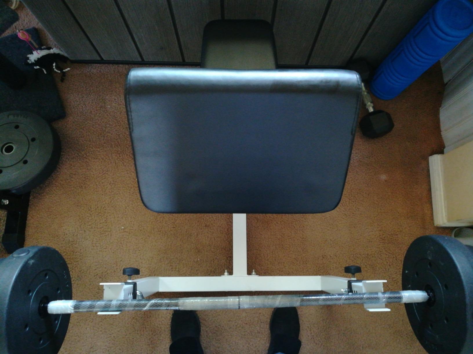 F2C Preacher Curl Bench, Adjustable Arm Curl Weight Bench for Isolated Bicep and Tricep Strength Training, 550 LBS Capacity Home Gym Equipment with Barbell Rack and Dumbbell Station, Seated Workout Bench customer photo 1