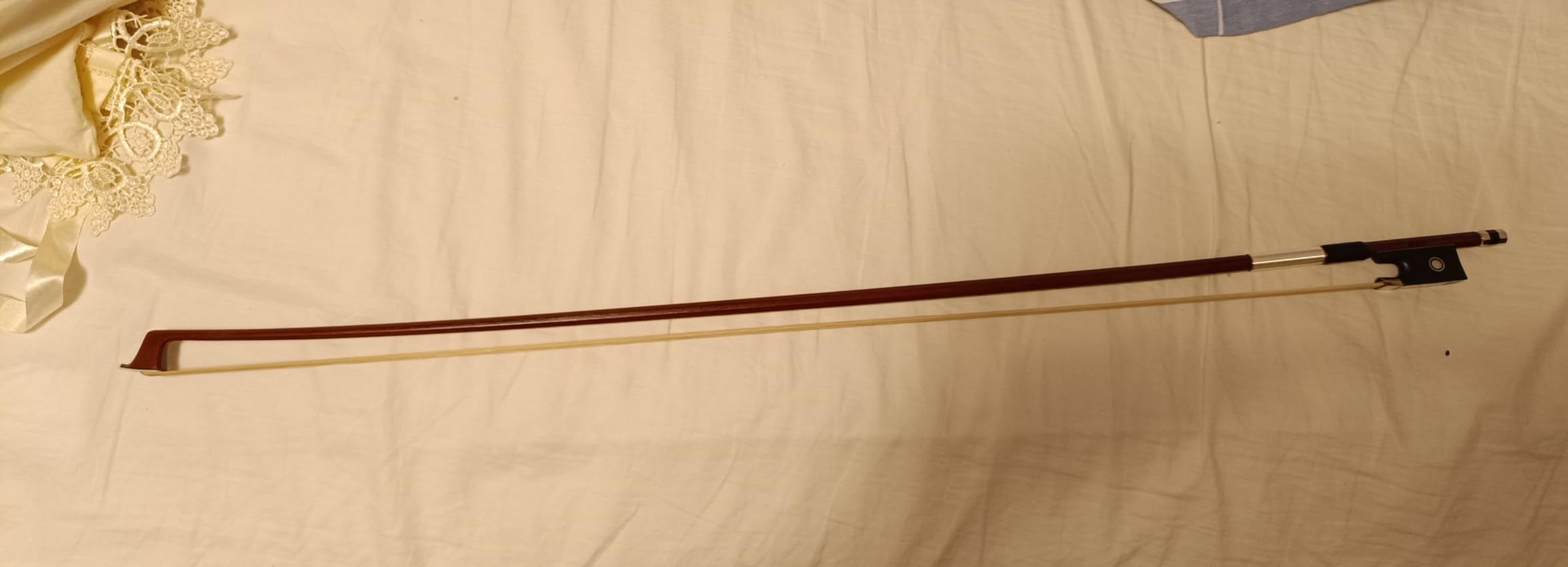 MI&VI NB-510 Brazilwood Violin Bow 4/4 (Full Size) with Ebony Frog | Octagonal Silver Mount | Well Balanced | Light Weight | Mongolian Horse Hair customer photo 1