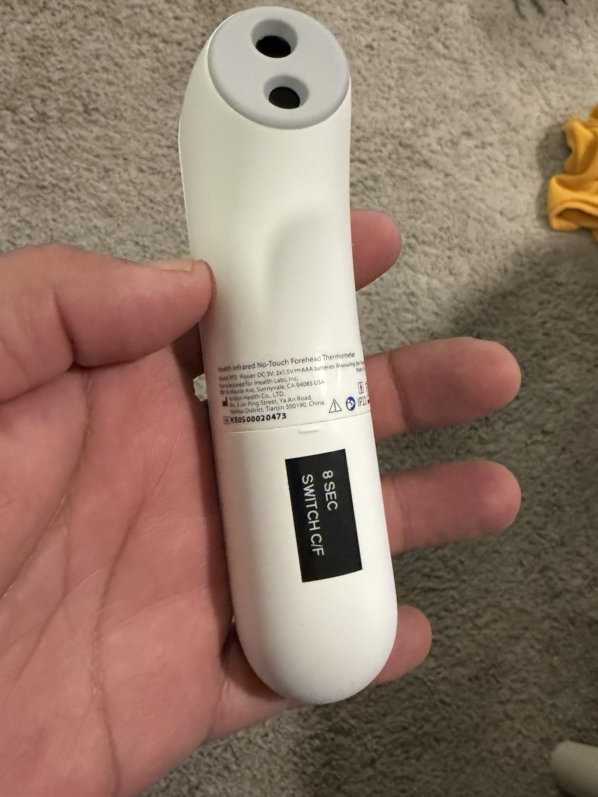 iHealth No-Touch Forehead Thermometer for Adults, Kids, Babies - 1s Fast Accurate, 3 Ultra-Sensitive Sensors, Quiet Vibration Feedback, Digital Large LED Digits, Easy to Use for Home & Nurses, PT3 customer photo 1