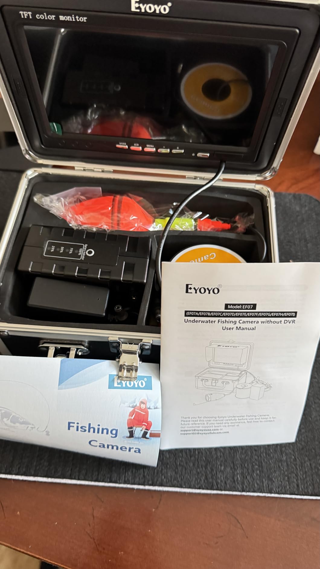 Eyoyo Underwater Fishing Camera 7 inch LCD Monitor Fish Finder Waterproof 1000TVL Fishing Camera 12pcs Infrared Lights for Lake, Boat, Ice Fishing customer photo 1