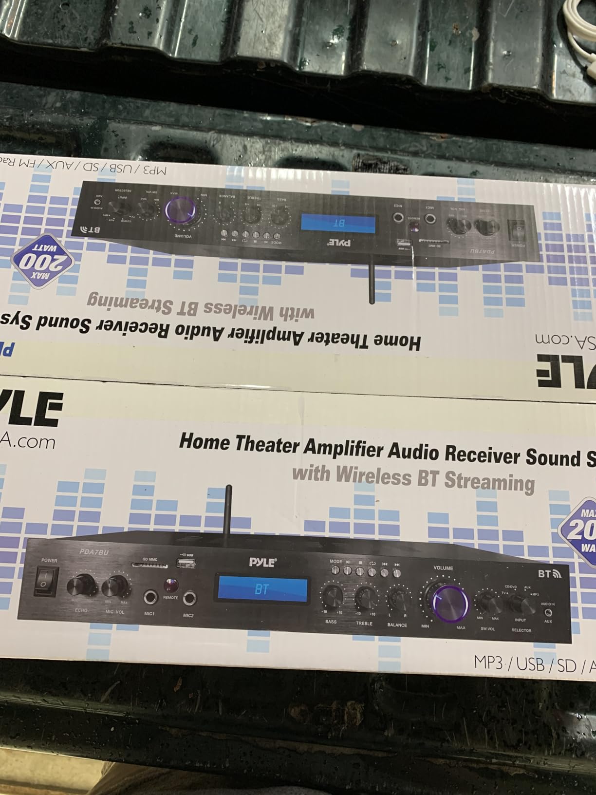Pyle Bluetooth Home Theater Amplifier - 200 Watts into 5 Channels with Subwoofer Out, Easy Karaoke - Dual Mic, Wireless Streaming, USB/SD with MP3 player, RCA Input, FM Radio, LCD Display - PDA7BU customer photo 2