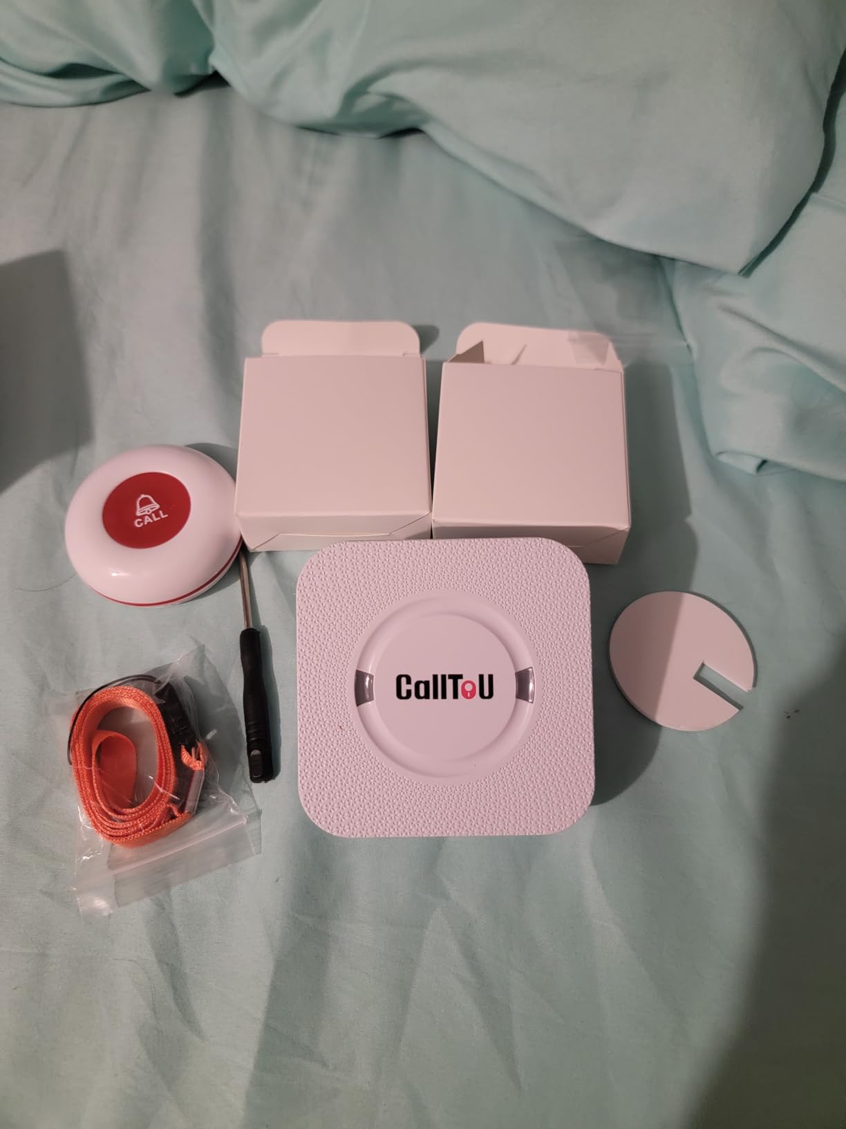 CallToU Wireless Caregiver Pager Smart Call System 2 SOS Call Buttons/Transmitters 2 Receivers Nurse Calling Alert Patient Help System for Home/Personal Attention Pager 500+Feet Plugin Receiver customer photo 1