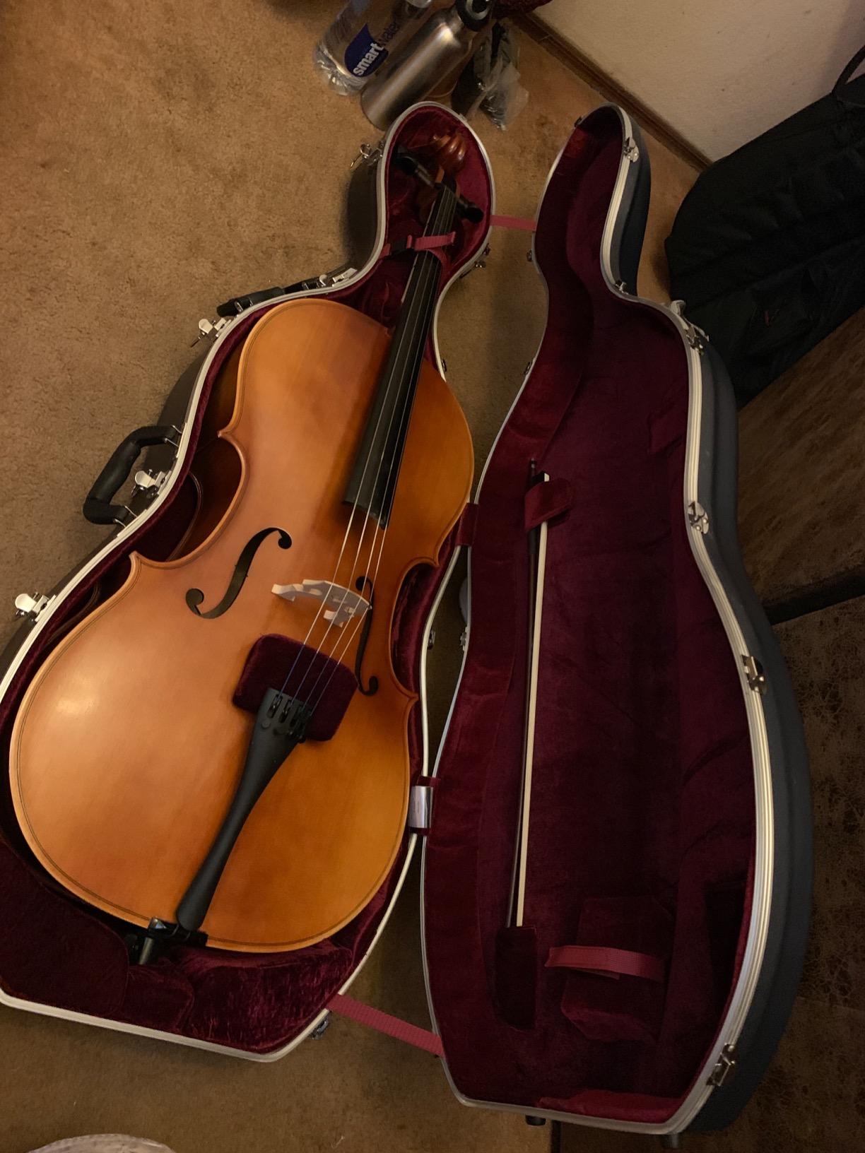 ABS Molded Cello Case with Wheels in Silver - For Both 4/4 Size and 3/4 Size customer photo 1