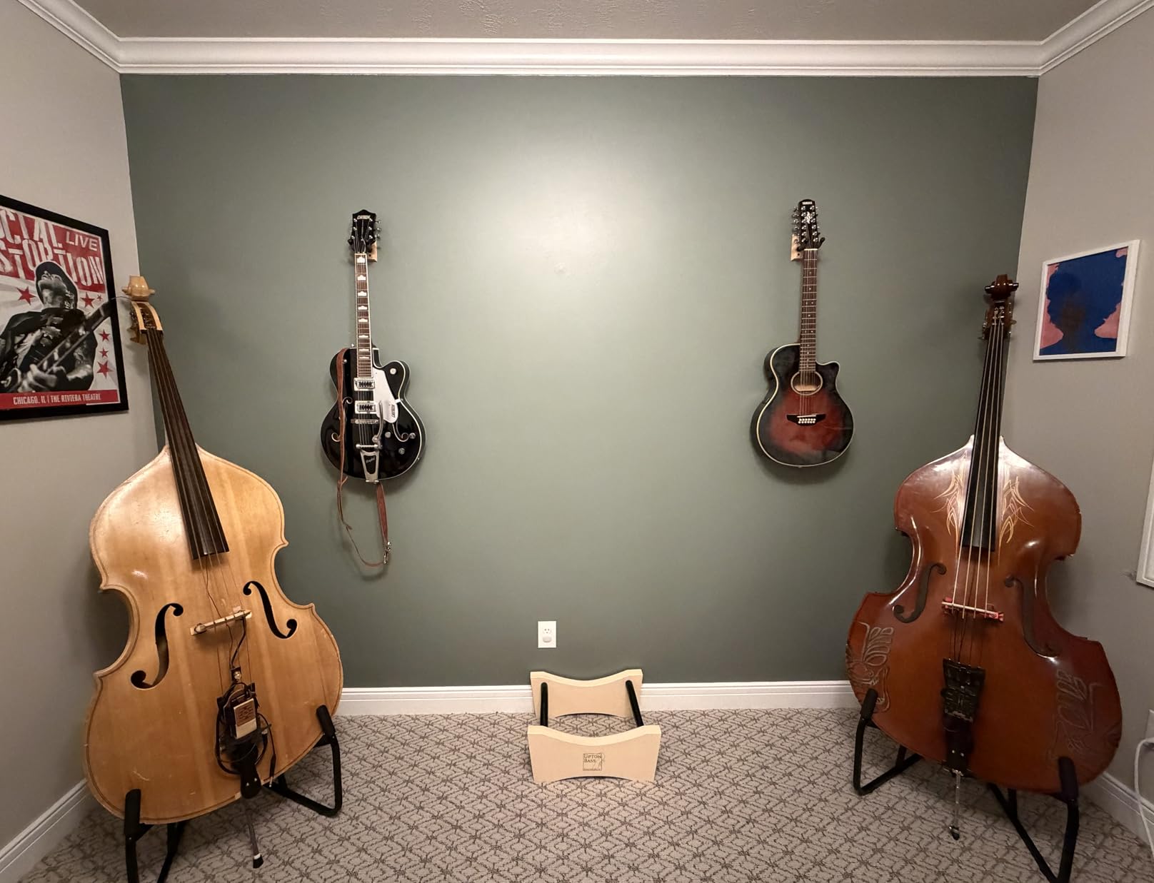 String Swing Guitar Hanger Holder for Electric Acoustic and Bass Guitars - Cherry Hardwood Wall Mount 2 Pack customer photo 1
