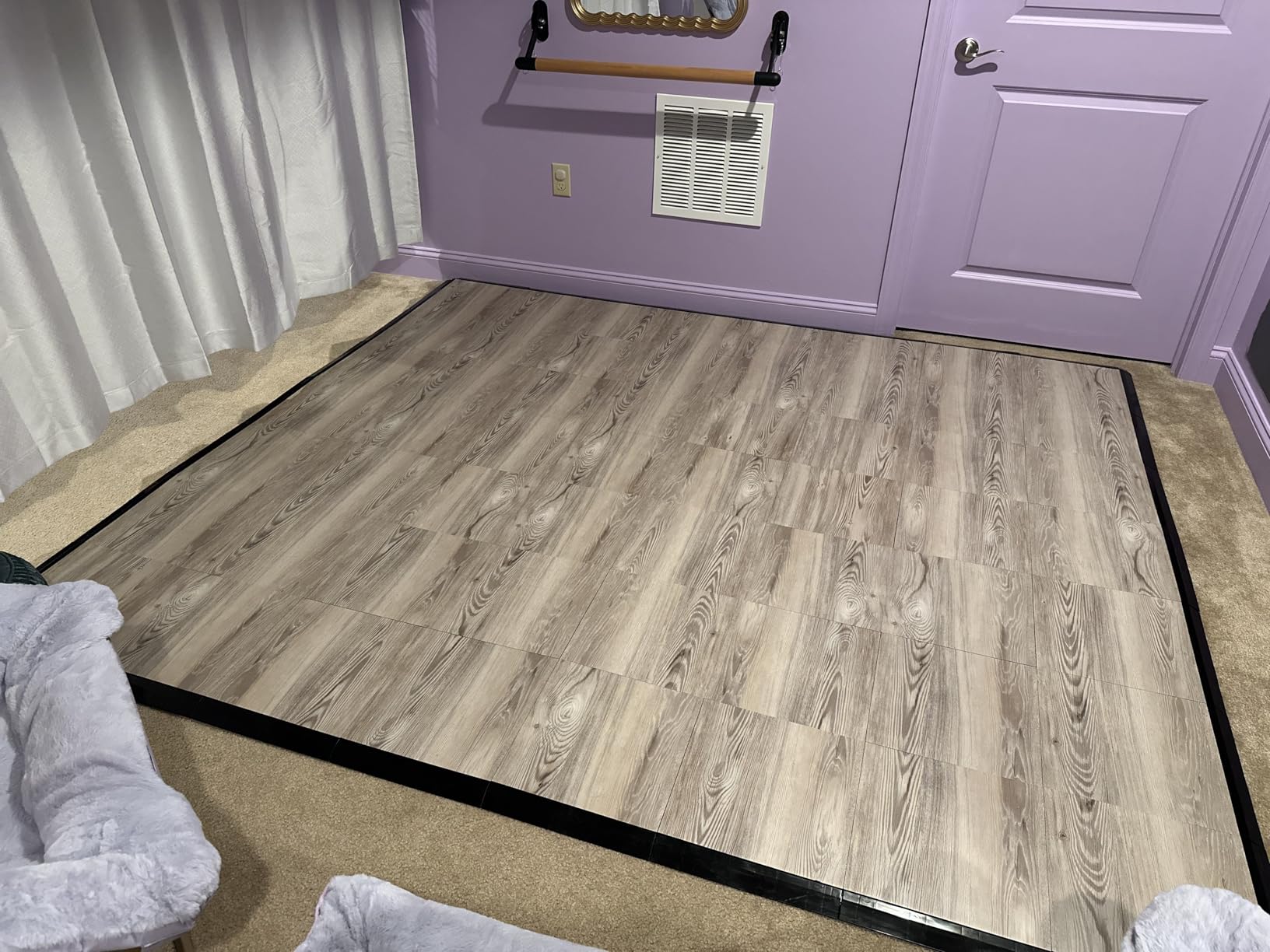 VersaStep by FlooringInc 12 x 12 Inch Interlocking Dance Floor Tiles, Portable Vinyl Dance Floor for Home Practice, 3/8 Inch Thick Snap Together Tap and Ballet Flooring, Oak, 9 Tiles, 9 Sq Ft customer photo 2