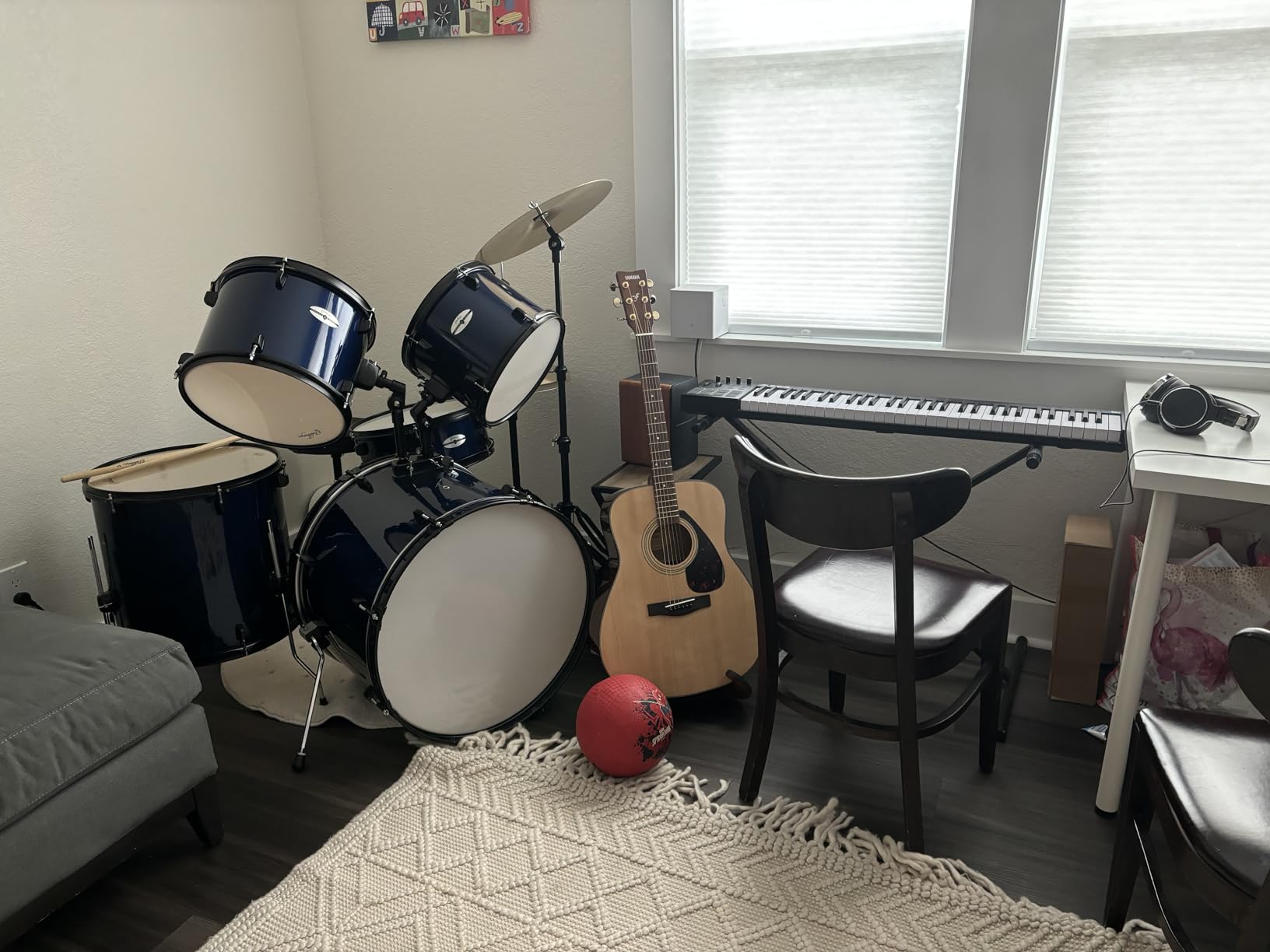 Ashthorpe 5-Piece Complete Full Size Adult Drum Set with Remo Batter Heads - Blue customer photo 1