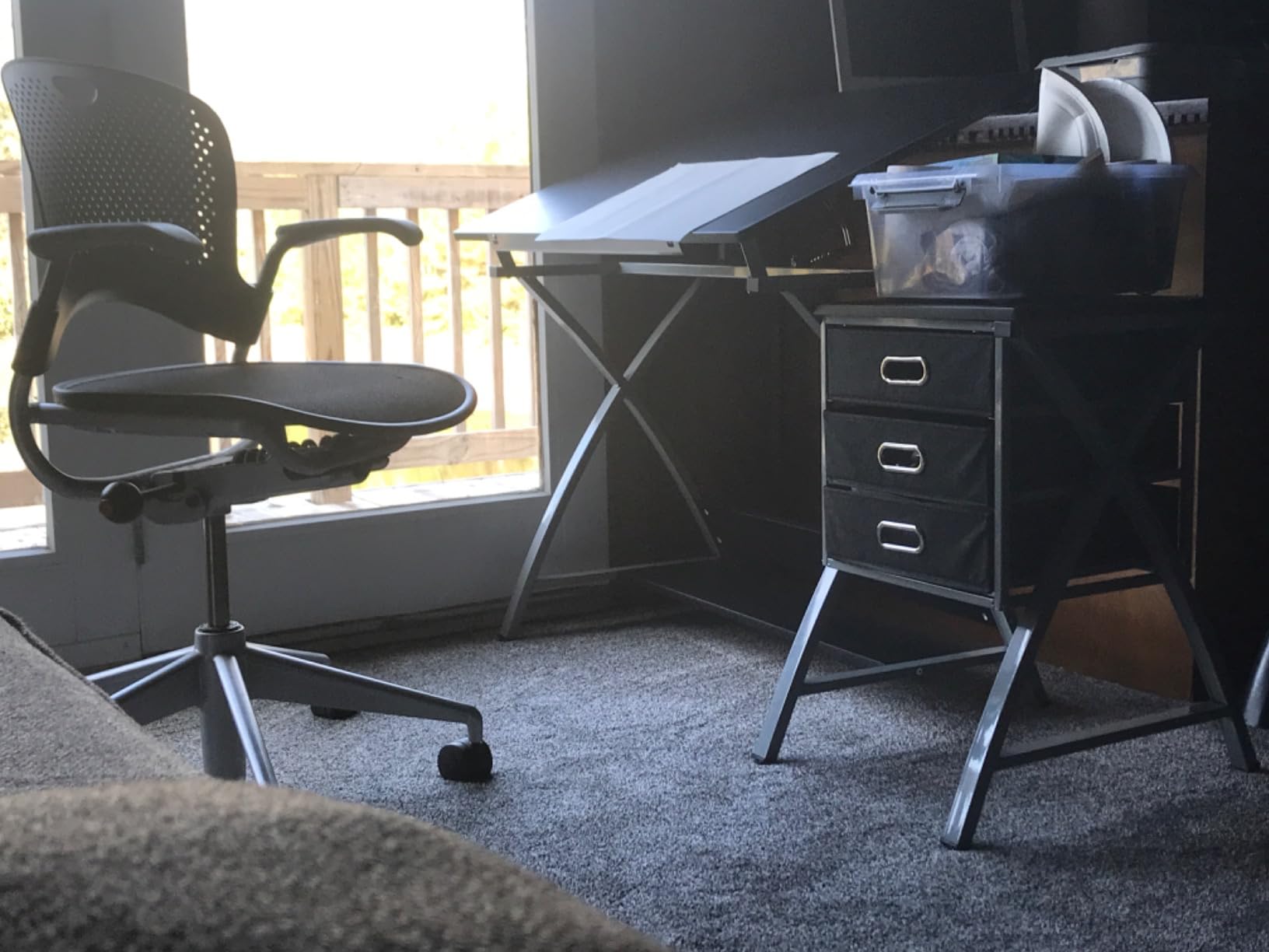 ZENY Drafting Table and Stool, Tilted Draft Table Desk w/Drawers, Artist Drawing Desk Craft Table for Drafting, Painting, Reading, Writing customer photo 1