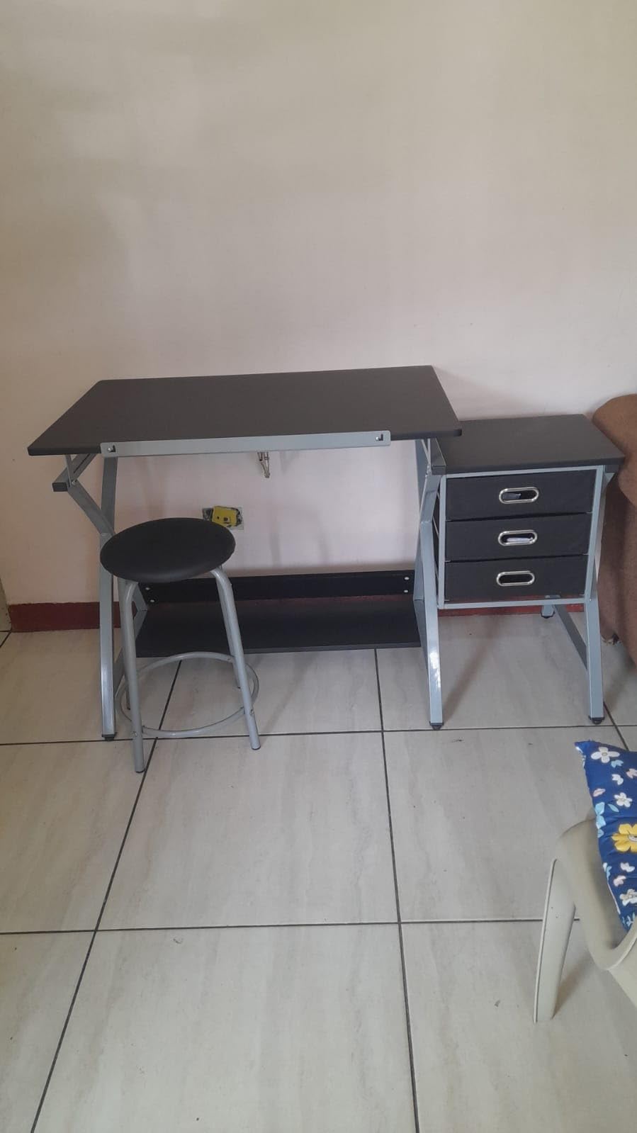 ZENY Drafting Table and Stool, Tilted Draft Table Desk w/Drawers, Artist Drawing Desk Craft Table for Drafting, Painting, Reading, Writing customer photo 2