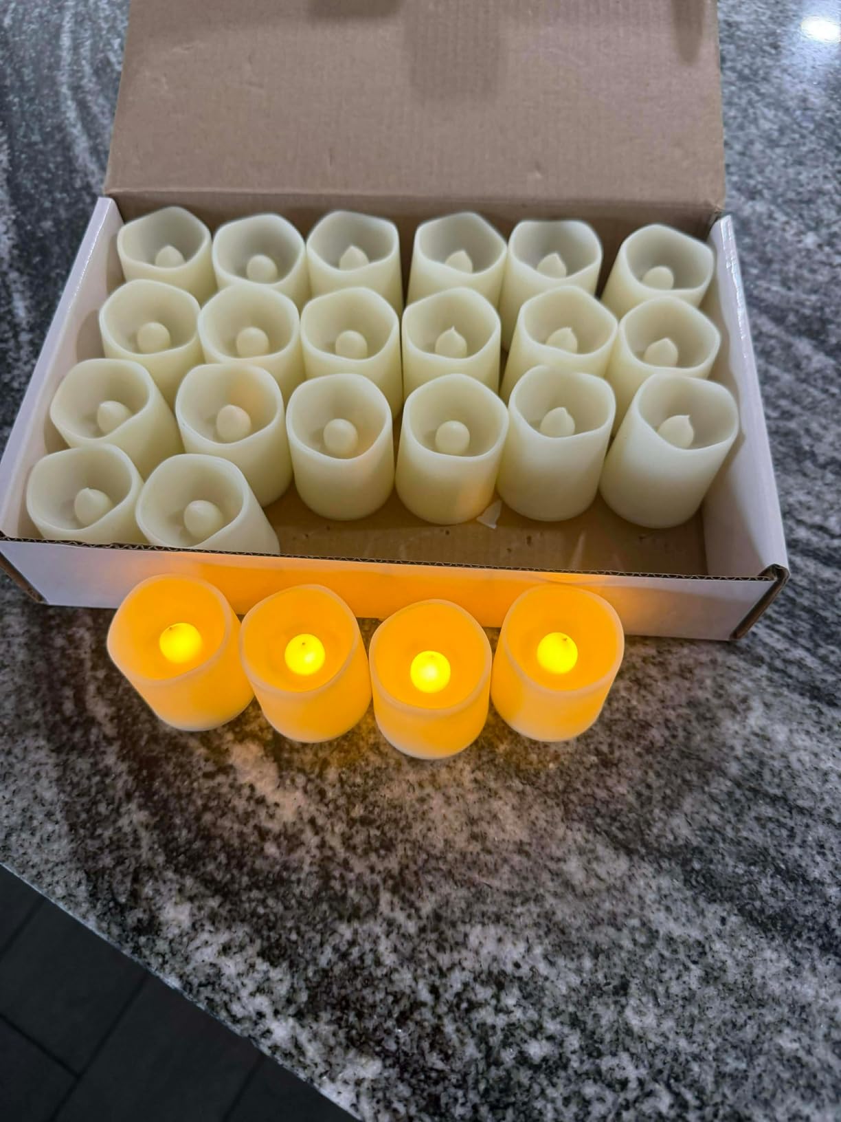 SHYMERY Flameless Votive Candles,Flameless Flickering Electric Fake Candle,24 Pack 200+Hour Battery Operated LED Tea Lights in Warm White for Wedding, Table, Halloween,Christmas Decorations 1.5