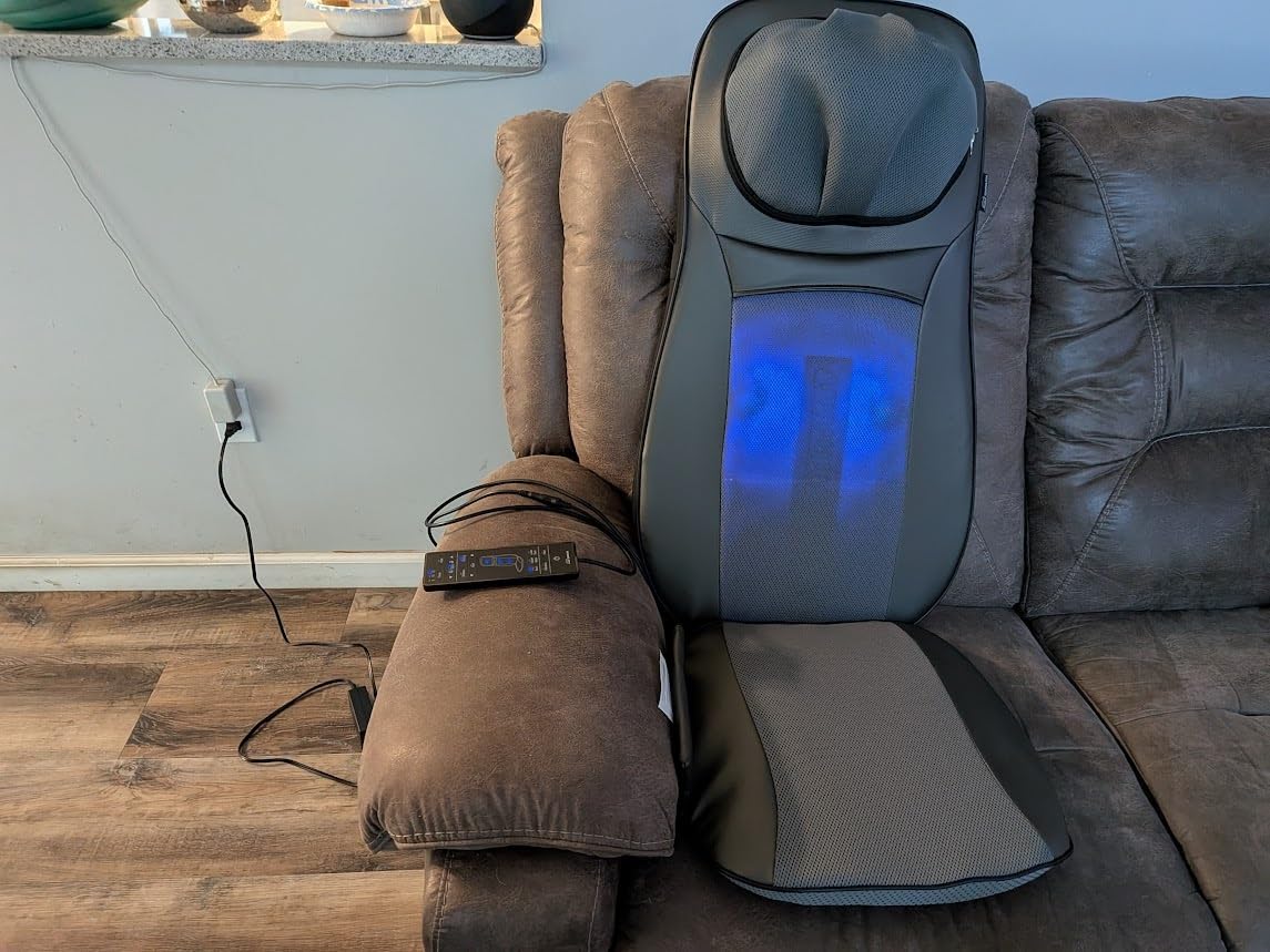 Snailax shiatsu Neck & Back Massager with Heat, Full Back Kneading Shiatsu or Rolling Massage, Massage Chair pad with Height Adjustment, Back Massager for Neck and Shoulder customer photo 2