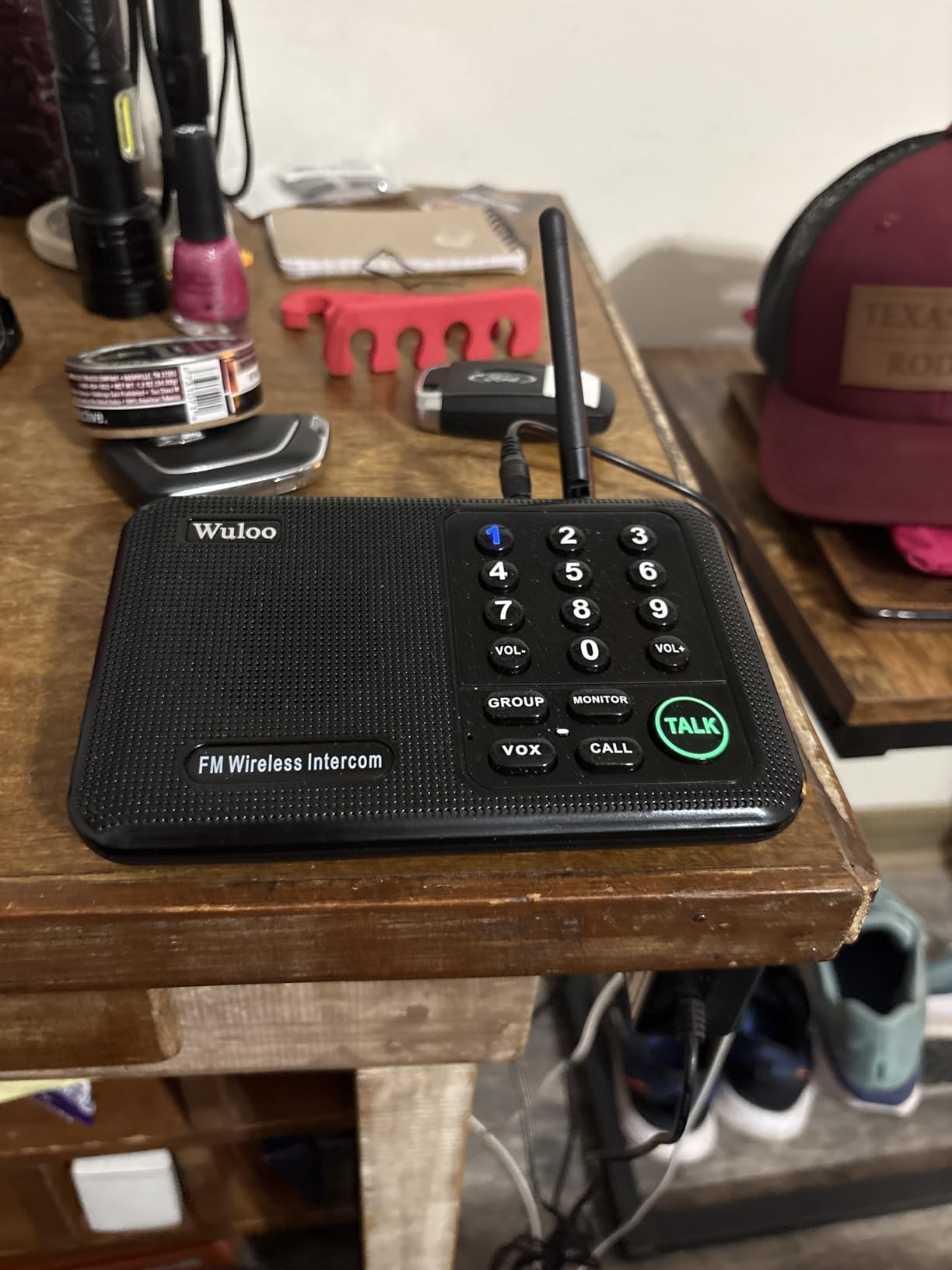 Wuloo Intercoms Wireless for Home 1 Mile (5280 Feet) Range 10 - Channel, Wireless Home Intercom System for House Business Office, Room to Room Intercom, Home Communication System (2 Packs, Black) customer photo 1