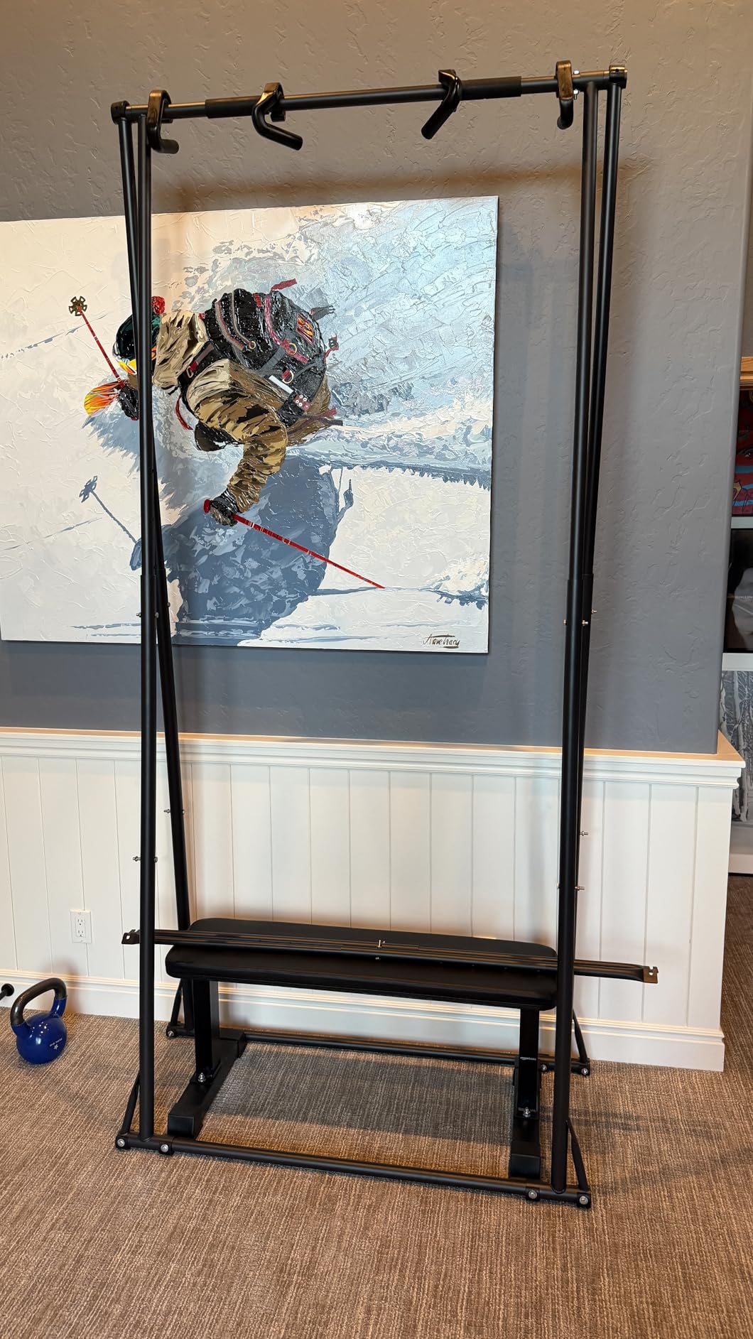 KT TOES DON'T TOUCH GROUND Foldable Free Standing Pull Up Bar Stand Sturdy Power Tower Workout Station For Home Gym Strength Training Adjustable Pullup Fitness Equipment customer photo 1