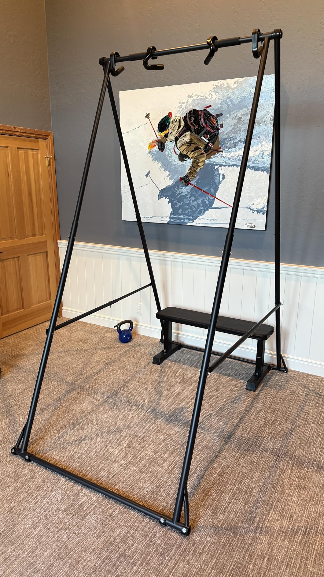 KT TOES DON'T TOUCH GROUND Foldable Free Standing Pull Up Bar Stand Sturdy Power Tower Workout Station For Home Gym Strength Training Adjustable Pullup Fitness Equipment customer photo 2