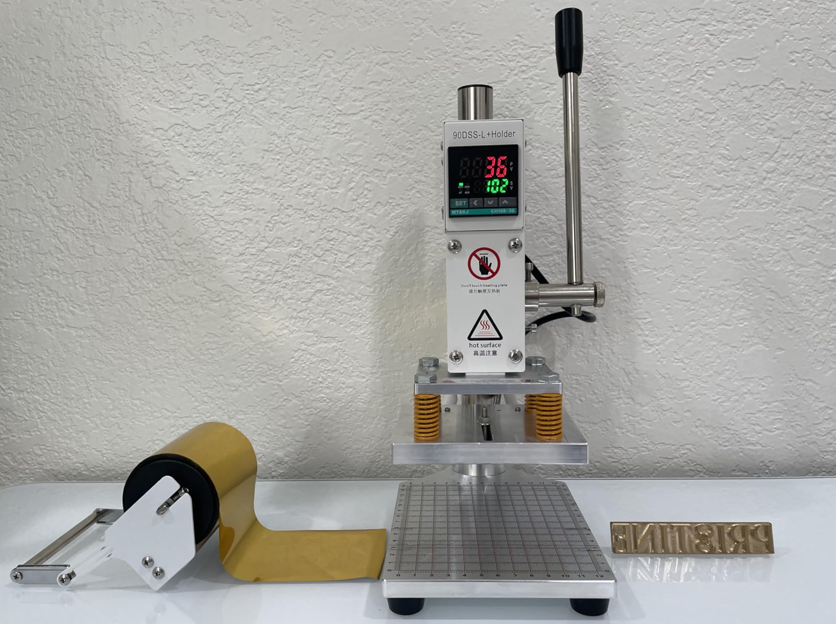 Upgraded Hot Foil Stamping Machine 5x7cm 110V Digital Embossing Machine Manual Tipper Stamper for Leather PU Paper Logo Embossing 1.97x2.76 customer photo 1