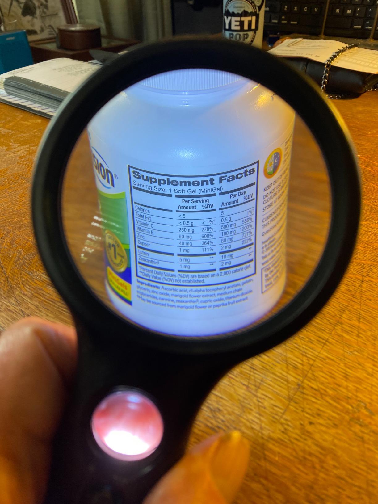 SeeZoom Magnifying Glass with Light, 3X Large Lens + 12X High Power Lens, Lighted Magnifying Glass Handheld Reading Magnifier for Seniors, Small Print, Coins & Jewelry, LED Light customer photo 1