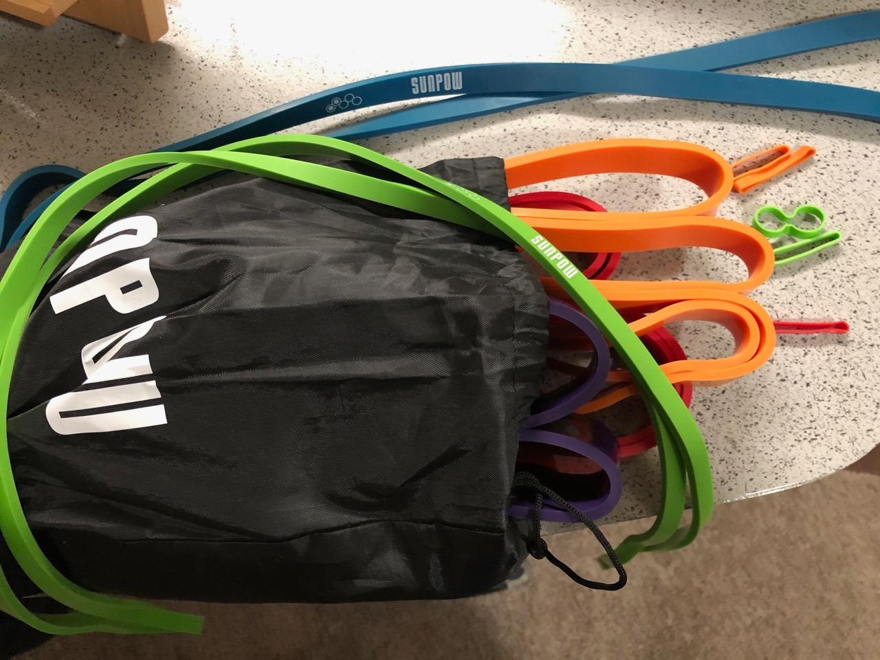 SUNPOW Pull Up Assistance Bands - Set of 5 Resistance Heavy Duty Workout Exercise Stretch Fitness Bands Assist Set for Body, Instruction Guide and Carry Bag Included customer photo 2