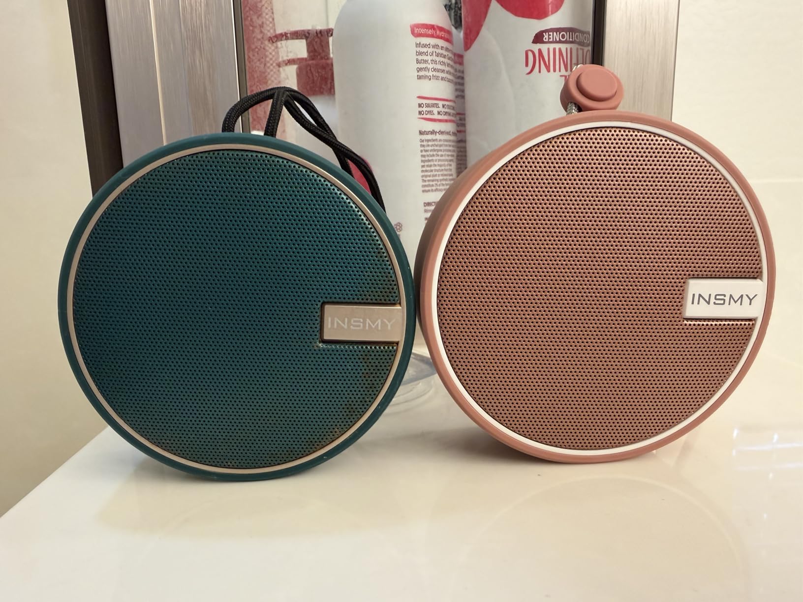 INSMY C12 IPX7 Waterproof Shower Bluetooth Speaker, Portable Small Speaker, Speakers Bluetooth Wireless Loud Clear Sound Support TF Card Suction Cup for Kayak Canoe Beach Gift (Black) customer photo 1