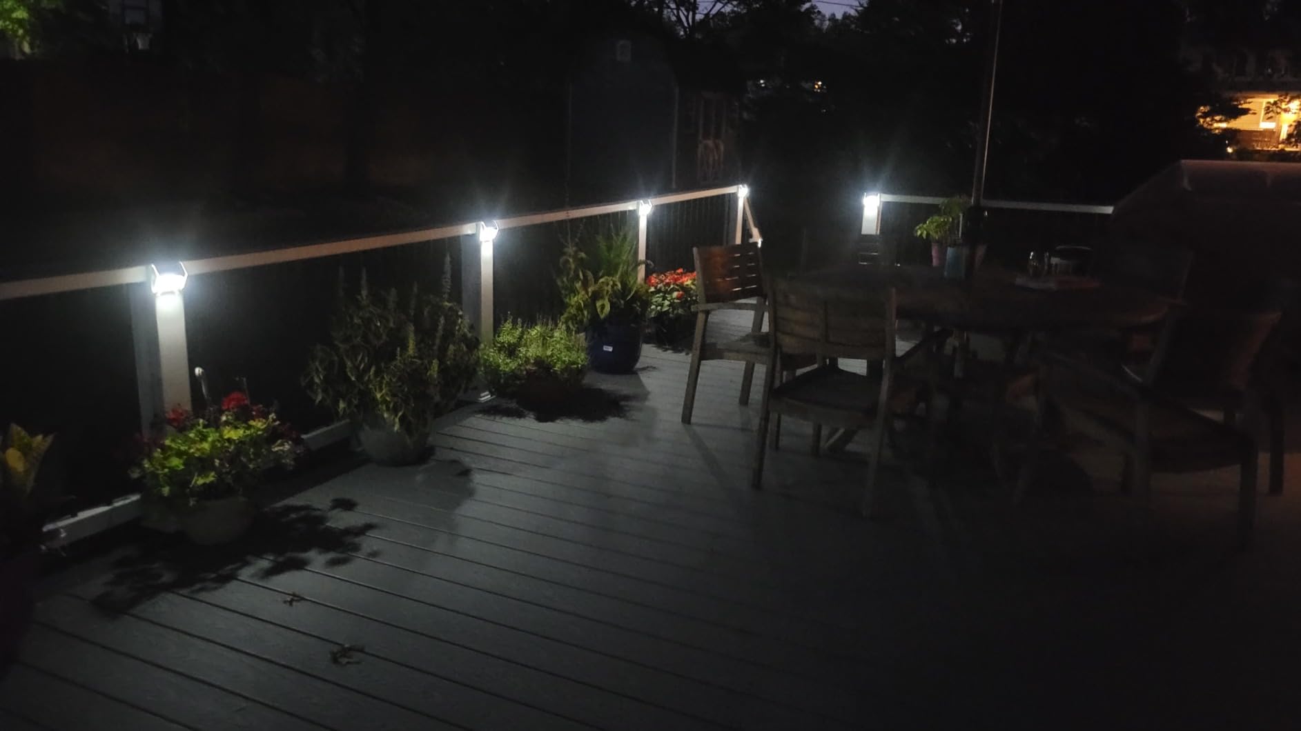 JSOT Outdoor Solar Lights - Solar Powered Deck Lights Waterproof Light for Fence Post Light Outside for Backyard Patio Stair Wall Lighting, 3LED Cool Light 6 Pack customer photo 2