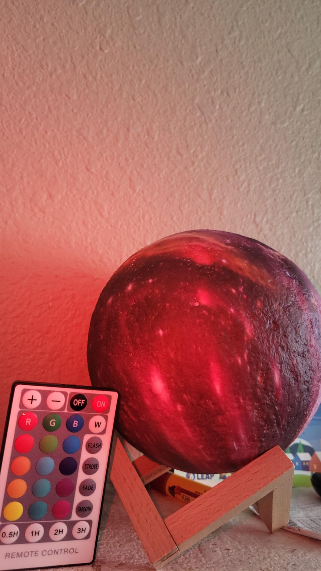 BRIGHTWORLD Moon Lamp Galaxy Lamp 5.9 inch 16 Colors LED 3D Moon Light, Remote & Touch Control Moon Night Light Gifts for Girls Boys Kids Women Birthday (Wooden Base) customer photo 2