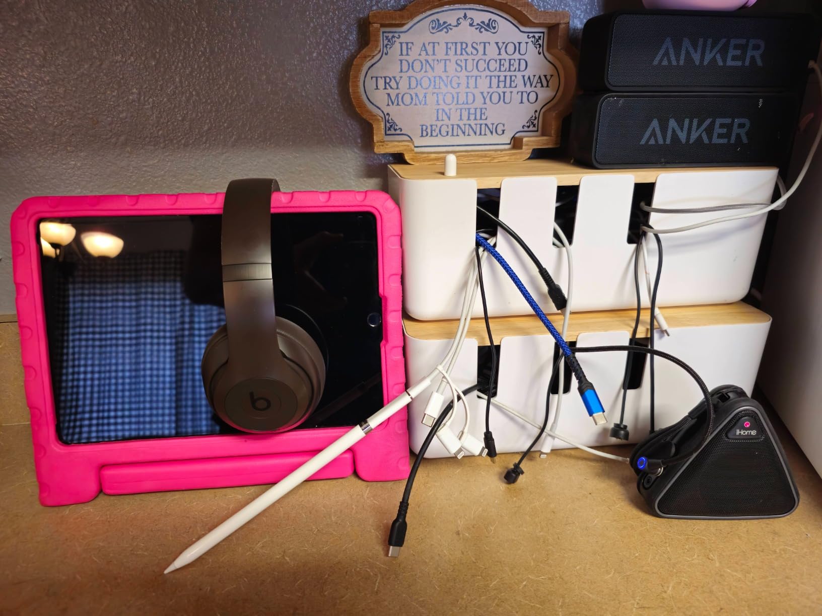 Cable Management Box by Baskiss, 12x5x4.5 inches, Wood Lid, Wire Organizer for Desk TV Computer USB Hub System to Cover and Hide & Power Strips & Cords customer photo 1