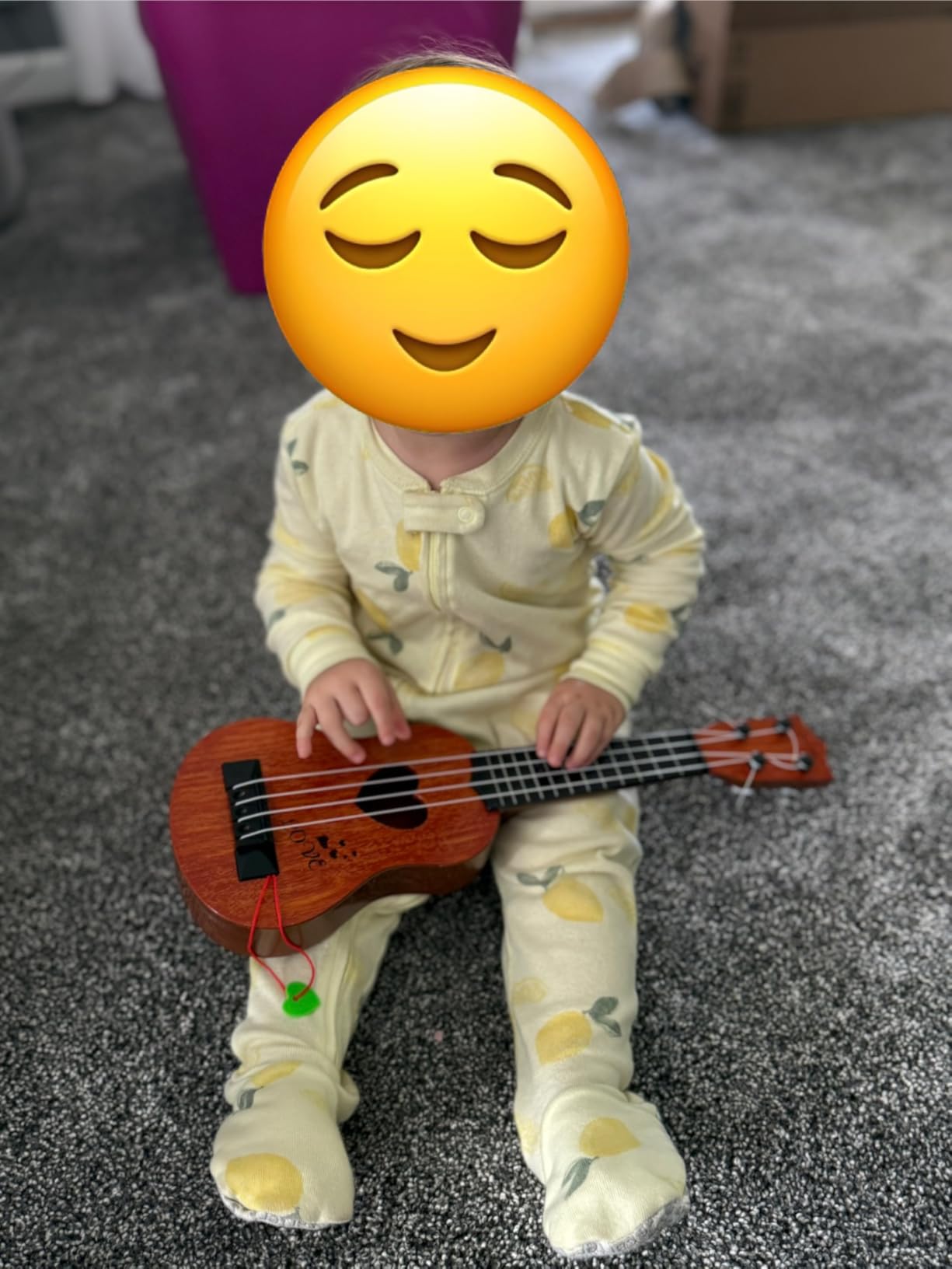 YEZI Classical Ukulele for Kids, Mini Toddler Guitar Toy with Pick, Educational Musical Instrument for Preschool Boys Girls, Early Learning Music Toy for Ages 3 4 5 6+ Years Old, Brown customer photo 1