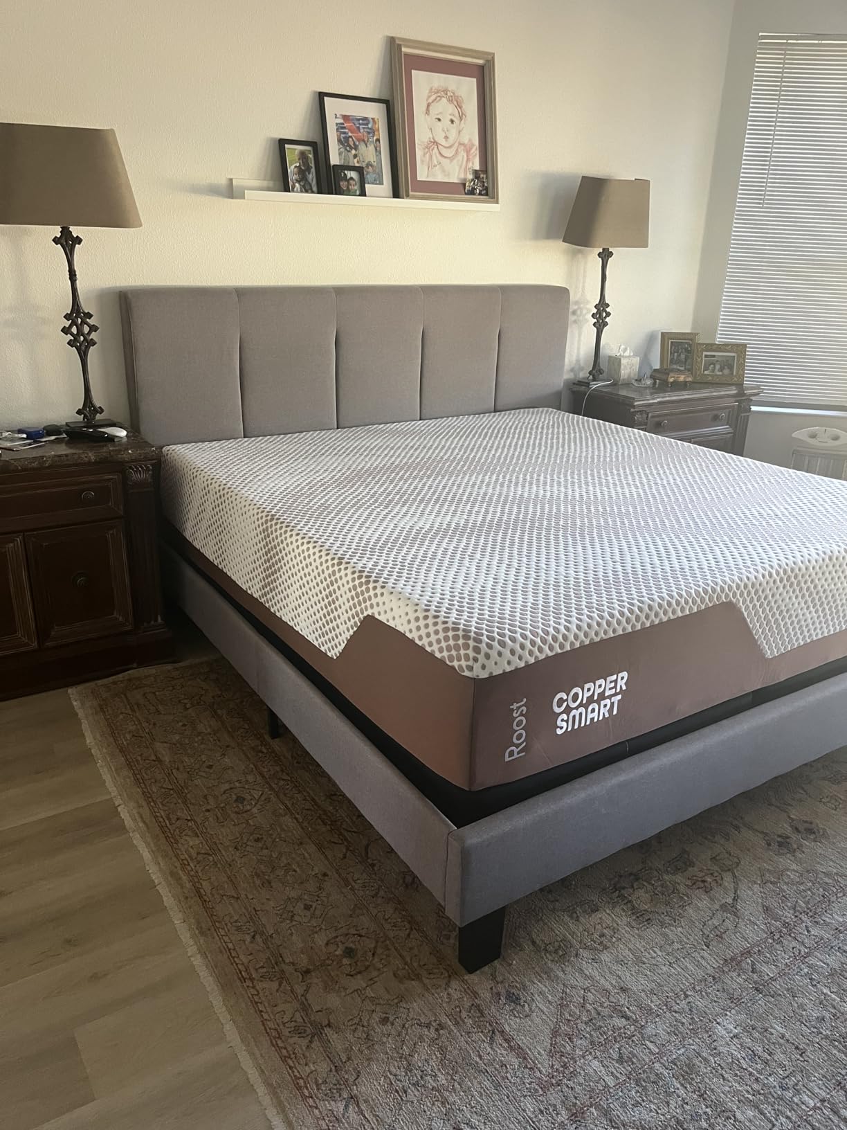 ROOST SLEEP 14-Inch King Mattress, Copper Smart Thermic Gel Cooling for Hot Sleepers & Back Pain Relief, Medium Firm Hybrid, Made in USA, CertiPUR-US Certified, Bed in a Box customer photo 2