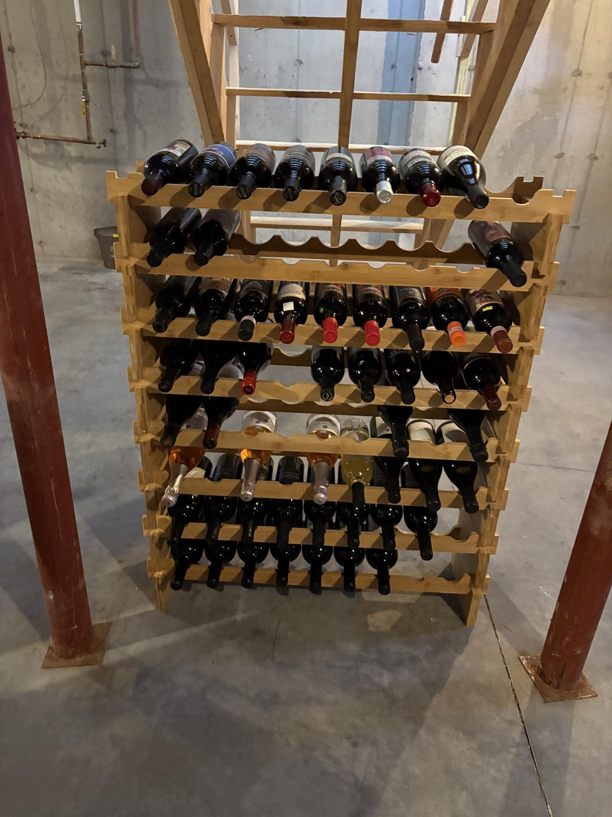 DECOMIL - 72 Bottle Stackable Modular Wine Rack Wine Storage Rack Solid Bamboo Wine Holder Display Shelves, Wobble-Free (Eight-Tier, 72 Bottle Capacity) customer photo 2