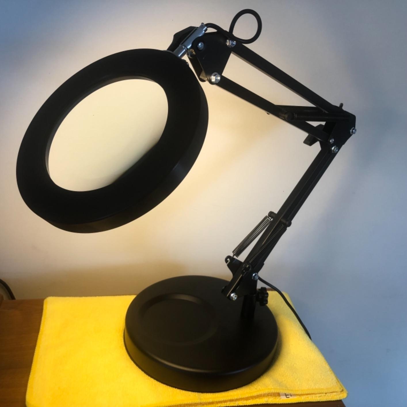 KIRKAS 10X Magnifying Glass with Light and Stand, 2-in-1 Stepless Dimmable LED Desk Lamp with Clamp, 3 Color Modes Lighted Magnifier Swivel Arm Light for Reading, Craft, Close Works - Black customer photo 2