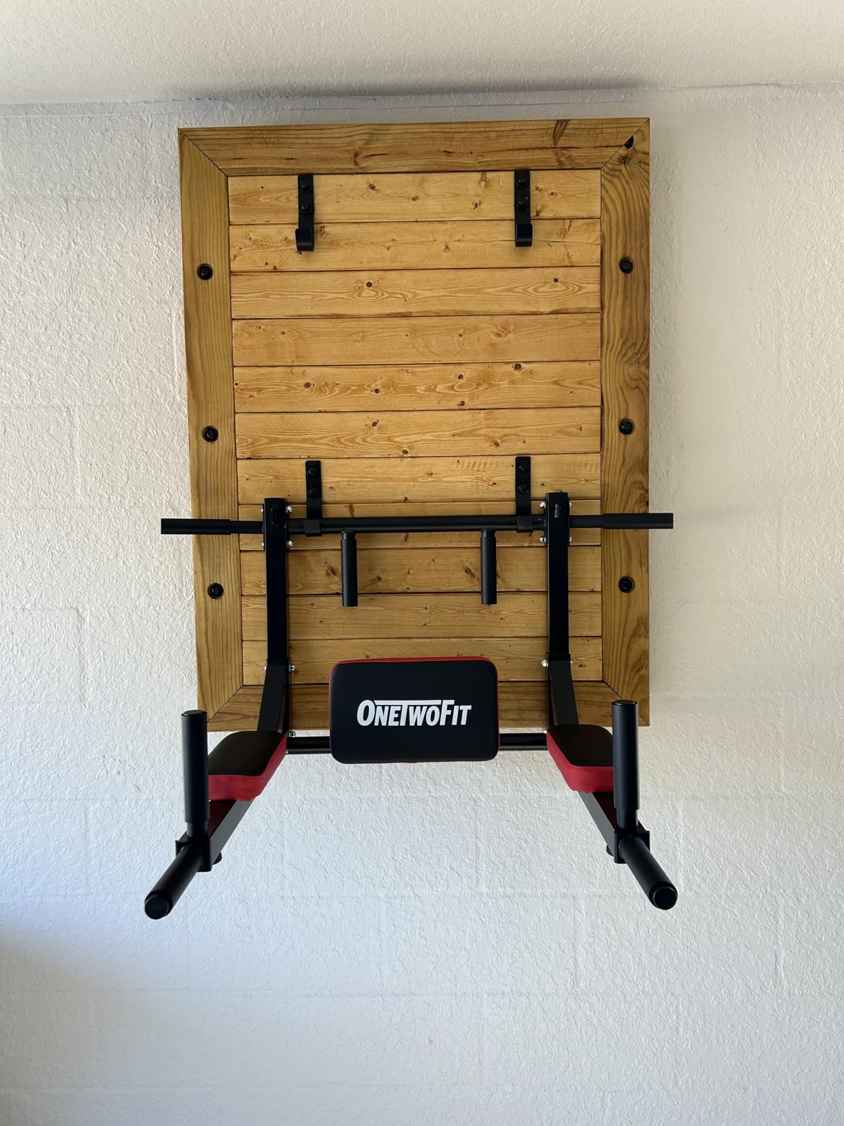 OneTwoFit Multifunctional Wall Mounted Pull Up Bar Chin Up bar Dip Station for Indoor Home Gym Workout, Power Tower Set Training Equipment Fitness Dip Stand Supports to 440 Lbs OT126 customer photo 2