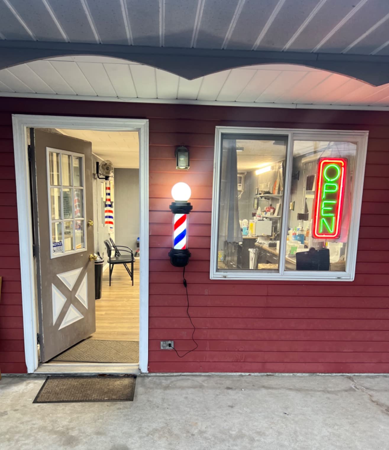 BarberPub Barber Pole Rotating LED Strips Light Metal Hair Salon Sign L018 (Blue & Red & White) customer photo 1