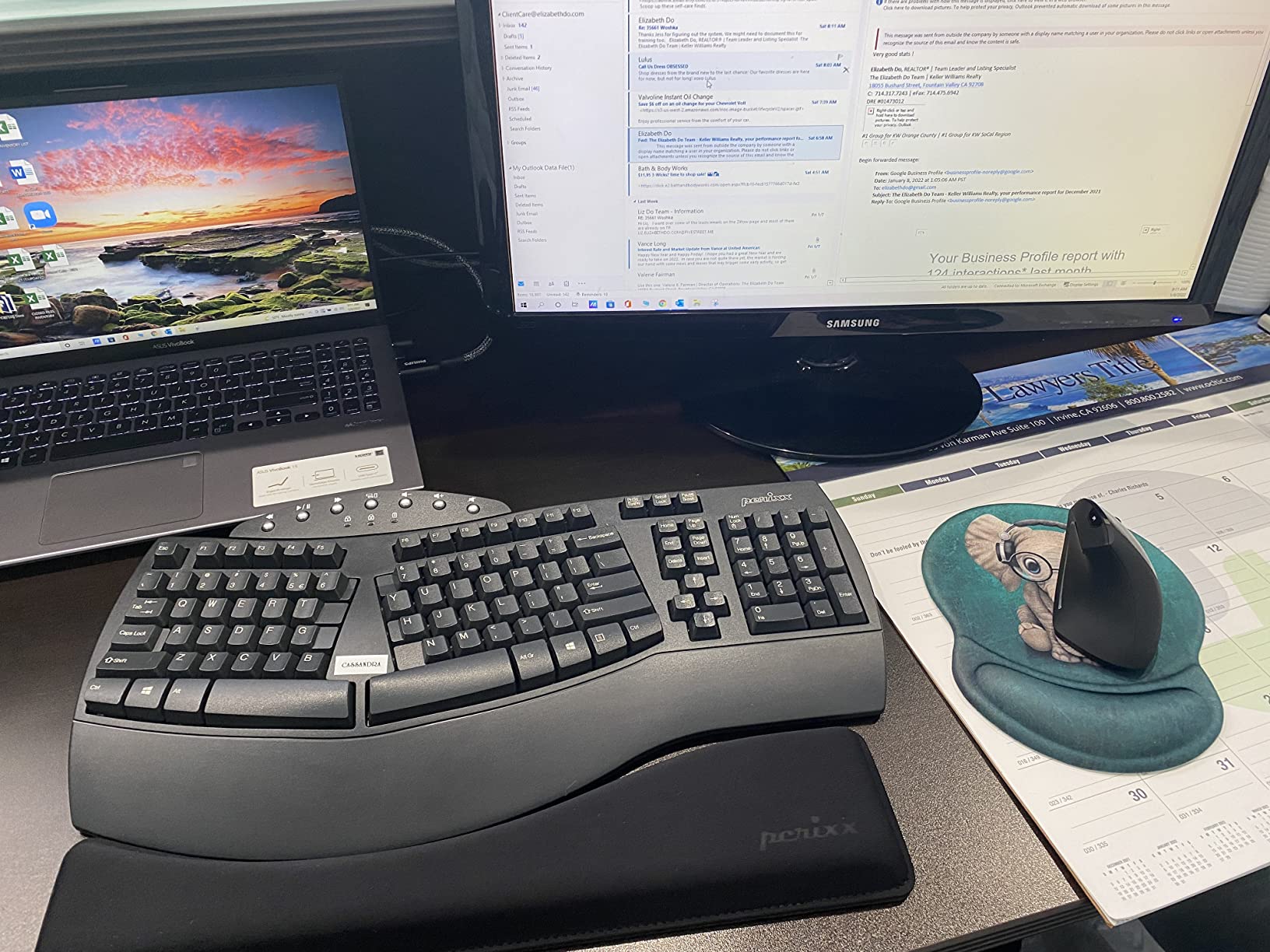 Perixx Periboard-612B Wireless Ergonomic Split Keyboard with Dual Mode 2.4G and Bluetooth Feature, Compatible with Windows 11 and Mac OS X System, Black customer photo 2