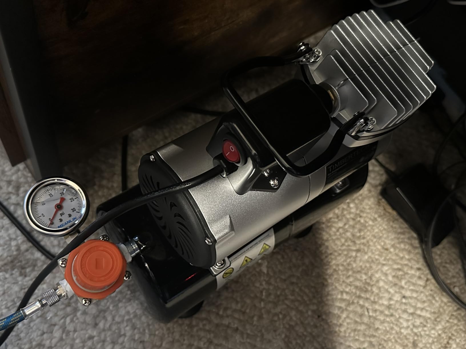 Timbertech Upgraded Airbrush Single-Piston Oil-free Mini Compressor ABPST08 with Cooling Fan, 3L Tank, Regulator, Moisture trap for Hobby, Body Tattoo, Model Painting, Automotive Graphic, Make-up customer photo 2