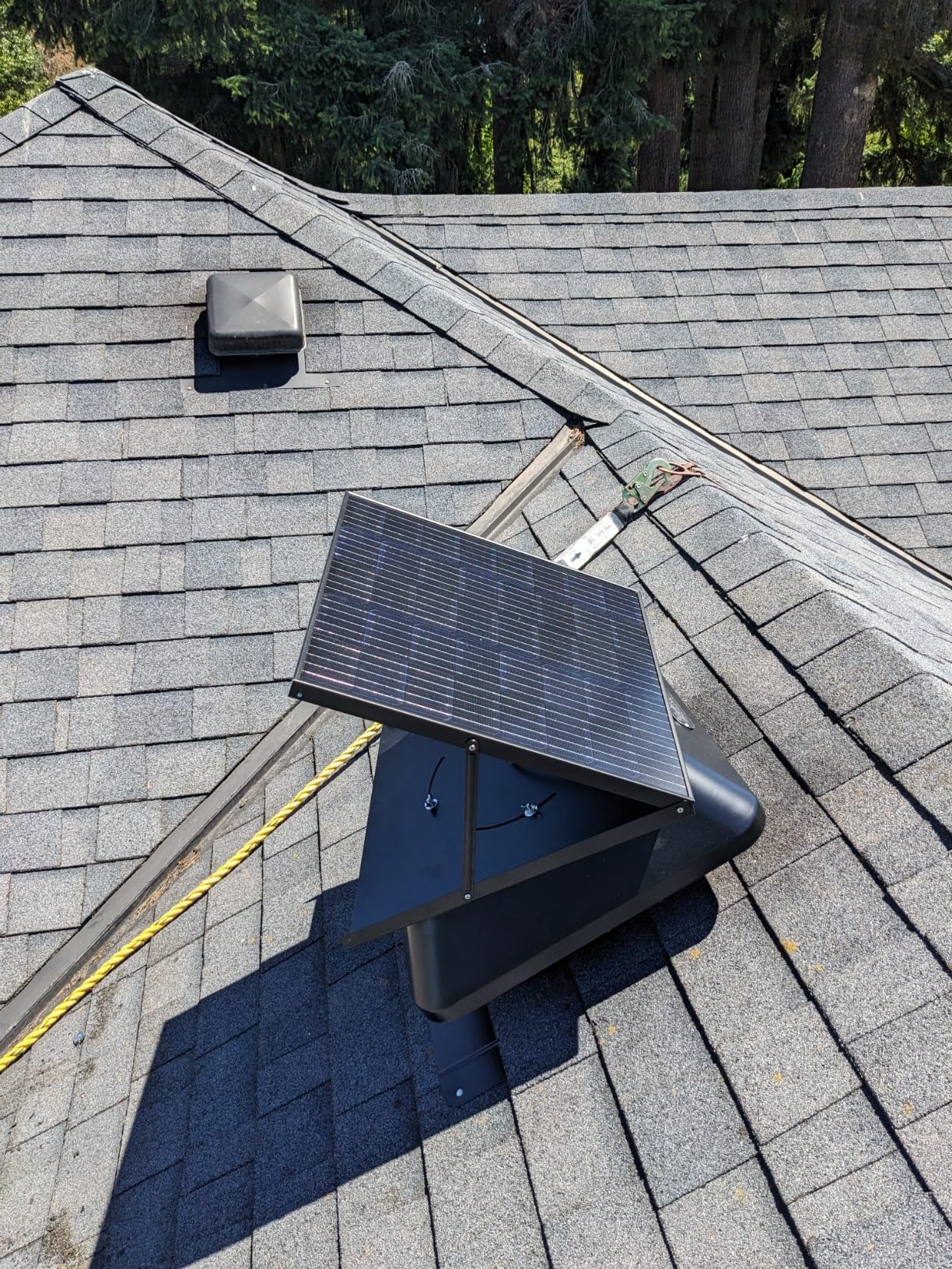 QuietCool AFR SLR-40 Roof Mount Solar Attic Fan - 40 Watt Adjustable Panel - Included AC/DC Inverter for 24/7 Runtime - Thermostat Controlled customer photo 1