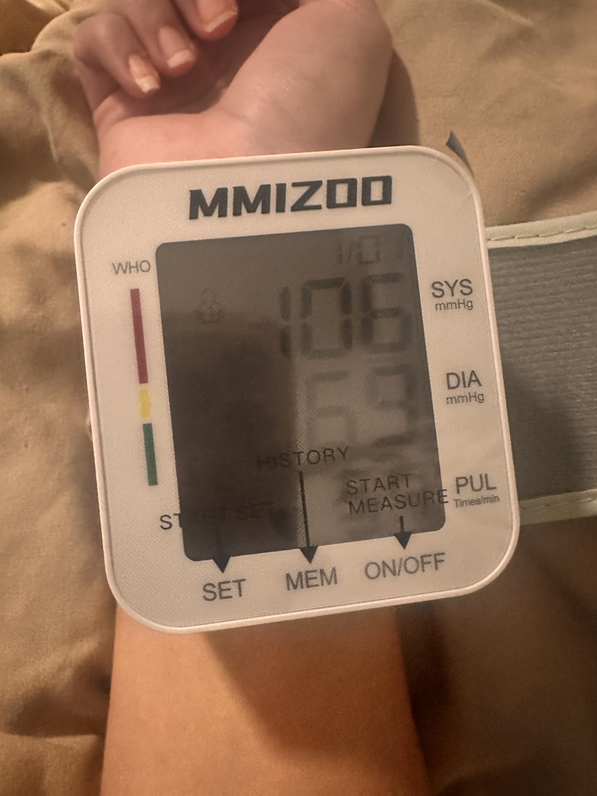 MMIZOO Wrist Blood Pressure Monitor Large LCD Display BP Machine Adjustable Cuff 5.31-7.68 inch Automatic 99x2 Sets Memory with Carrying Case for Home Use (W1681) customer photo 2