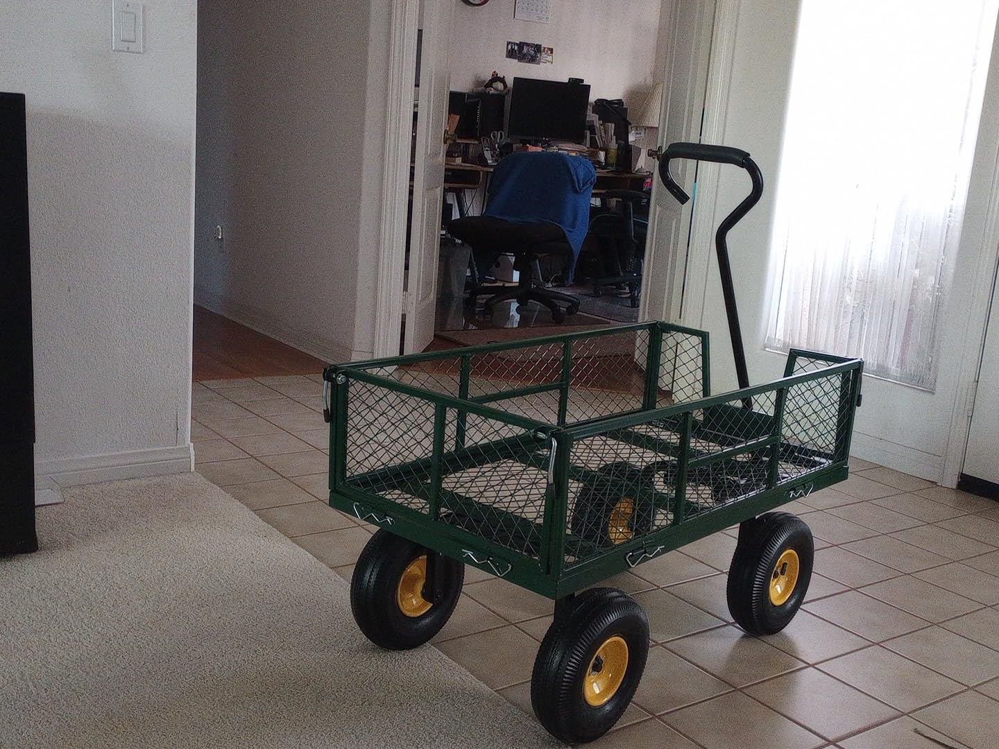 VIVOHOME Heavy Duty 880 Lbs Capacity Mesh Steel Garden Cart Folding Utility Wagon with Removable Sides and 4.10/3.50-4