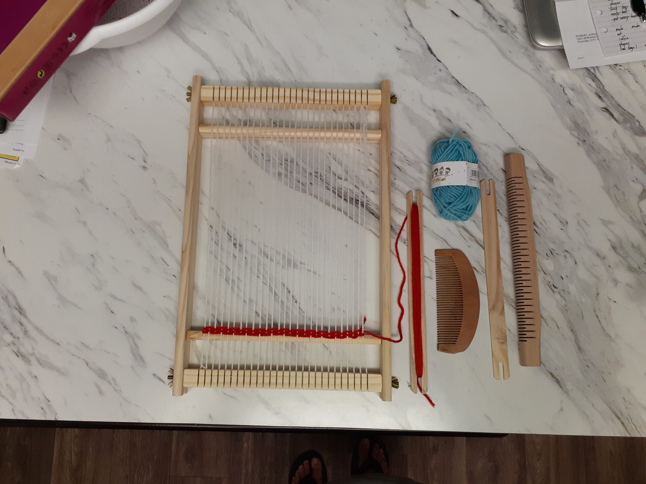 FOCCTS Wooden Multi-Craft Weaving Loom Large Frame 9.84 x 15.35 x 1.3inch, Tapestry Loom Wooden Weaving Loom Creative DIY Weaving Art for Kids, Beginners and Expertsrt customer photo 2