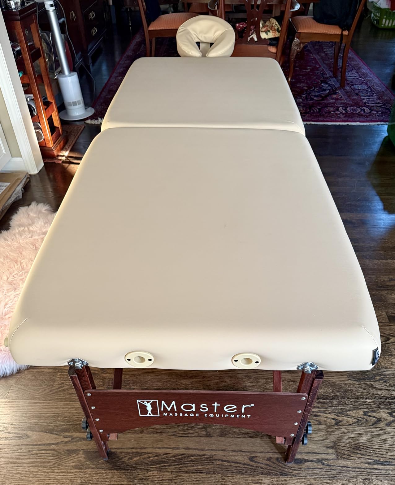 Master Massage 28 inch Argo Portable Massage Table in Cream with Walnut Legs- Spa Bed for Tabletop Exercise & Massage customer photo 1