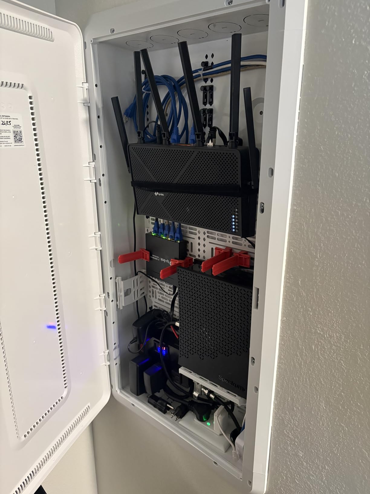 Legrand - On-Q 30 Inch Media Enclosure, WiFi Electrical Box, Cable Management Box for Distribution of Networking Service, Recessed Media Box Lets Signal Through, White, ENP3050NA customer photo 1