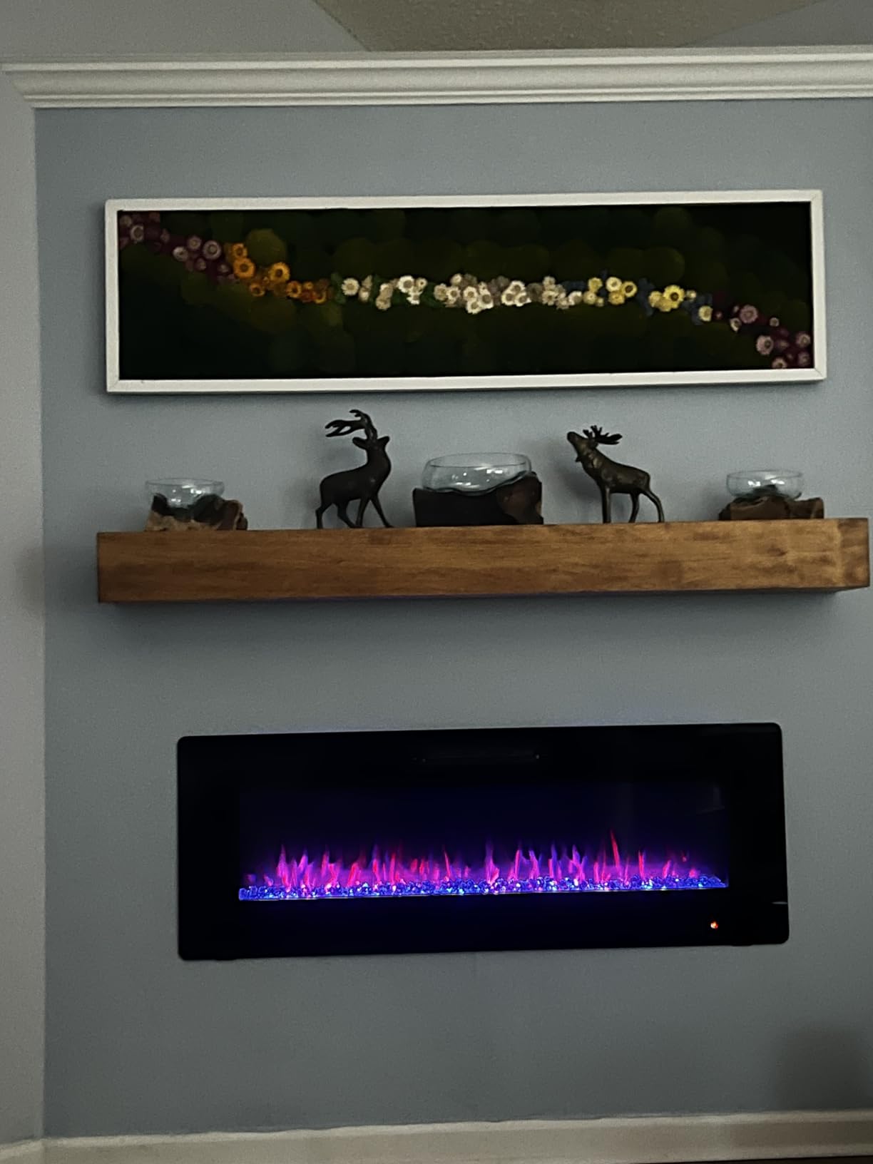 Xbeauty 50 inch Wall Mounted Recessed Electric Fireplace Insert, Ultra-Thin Lightweight LED Flush Mount Linear Fireplace Heater, Fit 2x4 & 2x6 Stud w/Touch Screen, Remote Control, 750W-1500W customer photo 1