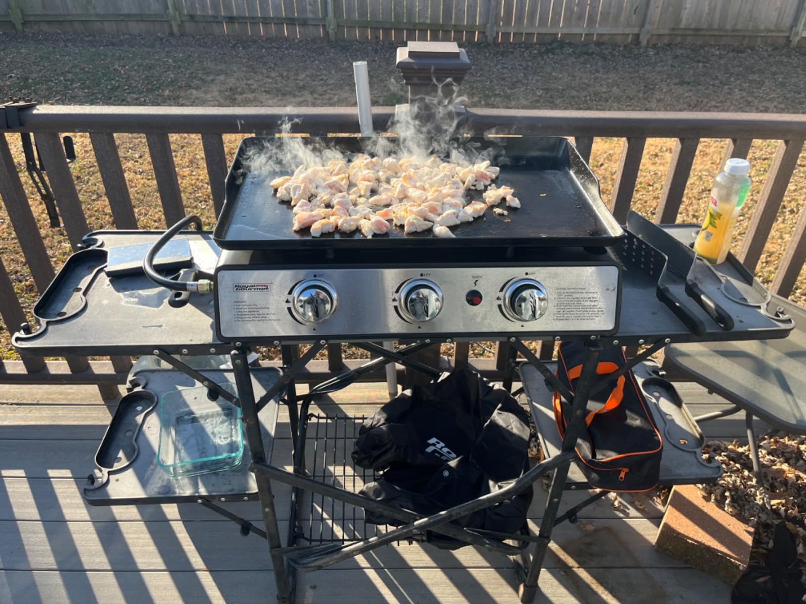 Royal Gourmet PD1301S Portable 3-Burner Tabletop Gas Griddle, 25,500 BTU, Black & Silver customer photo 2