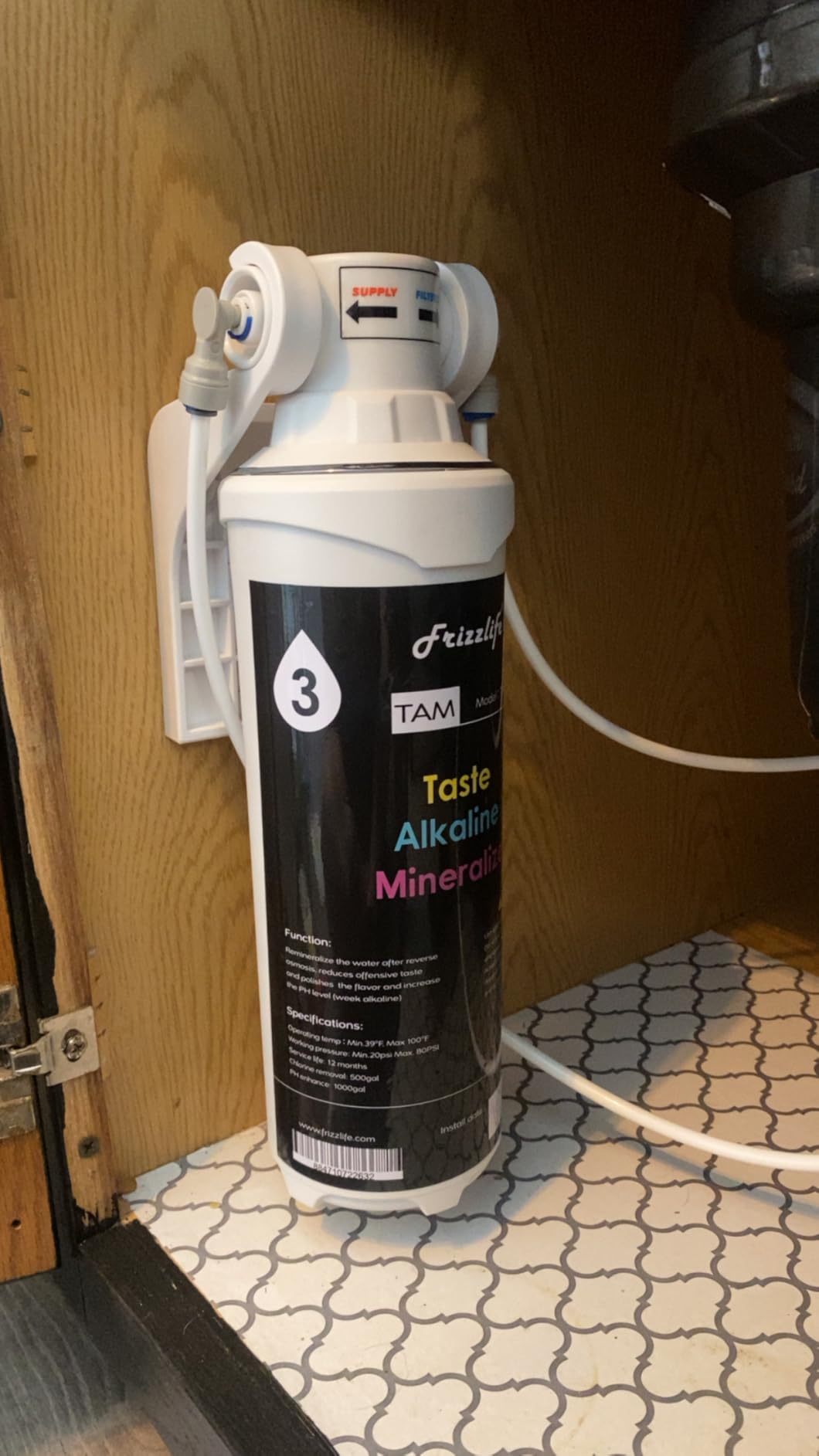 Frizzlife Reverse Osmosis Water Filter - Alkaline Mineral pH+, NSF/ASNI 58&53&42&372 Standard, 600GPD Tankless RO Reverse Osmosis System, Under Sink, 2:1 Pure to Drain, Reduce FPAS/PFOA, PD600-TAM3 customer photo 1