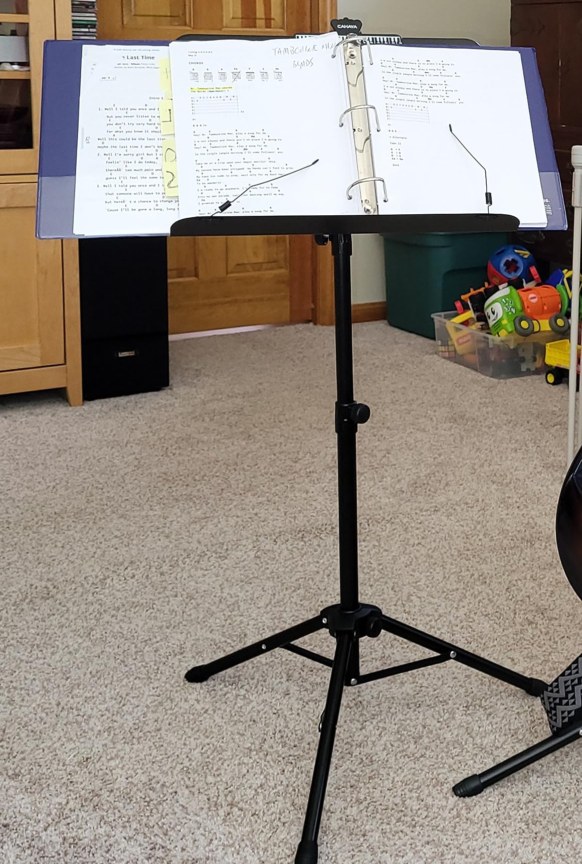 CAHAYA Music Stand for Sheet Music - Dual-use Converts to Desktop Stand Portable& Foldable 31.4-57in Height Adjustable Sturdy to Holds Thick Book or Tablet Include Carrying Bag Sheet Music Folder Clip customer photo 1