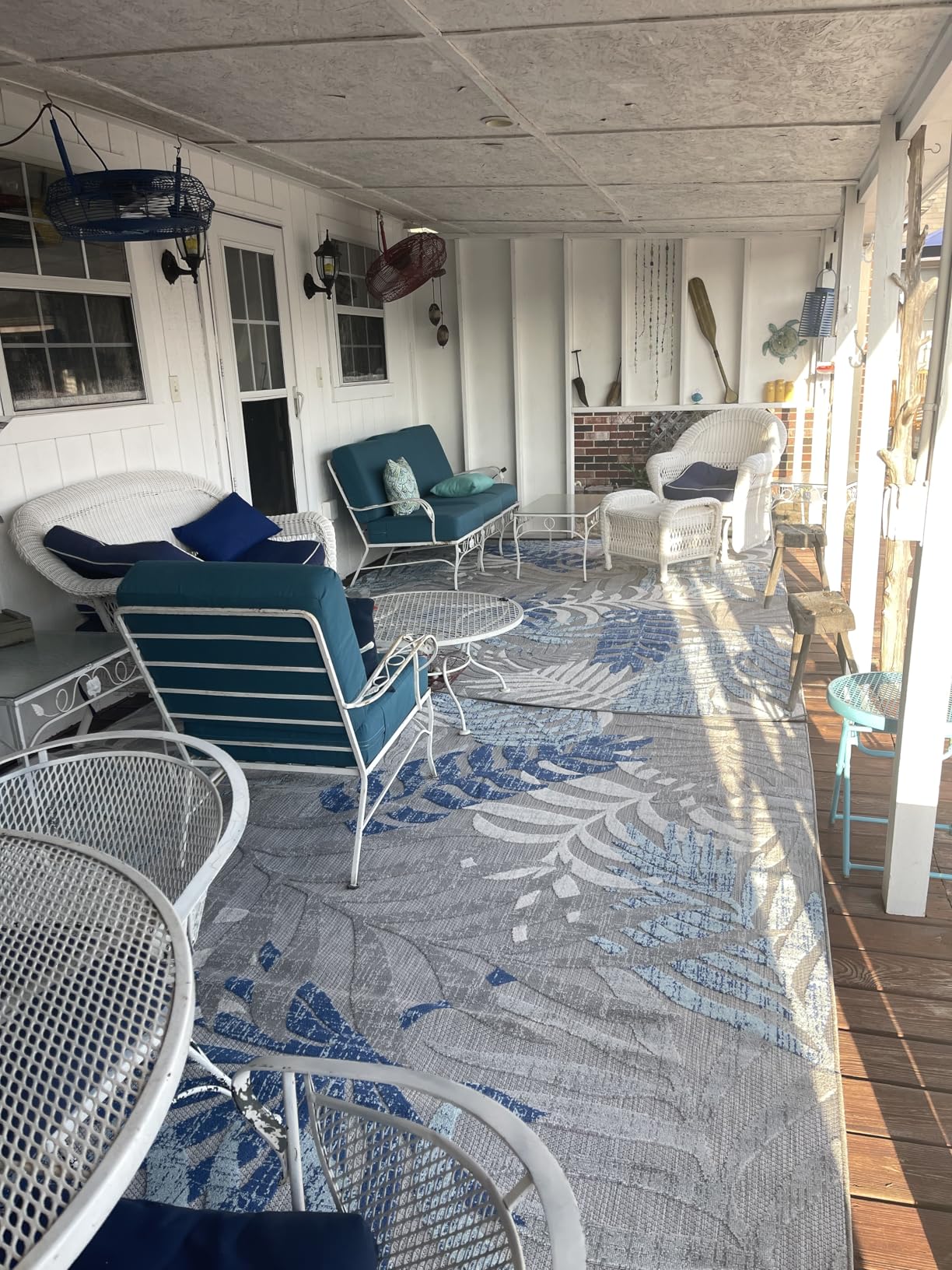 JONATHAN Y Tropics Palm Leaves Indoor Outdoor Area Rug 8X10 Gray/Blue, Boho for Backyard, Patio, Porch, Easy-Cleaning, High Traffic, Pet-Friendly, Non-Shedding (AMC100A-8) customer photo 1