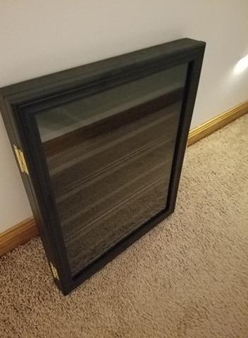 Military Challenge Coin Display Case Lockable Wood Cabinet Rack Holder Black Shadow Box with Removable 2 Grooves Shelves and Anti Fade Real Glass Door for Casino Poker Chips Collectibles customer photo 2