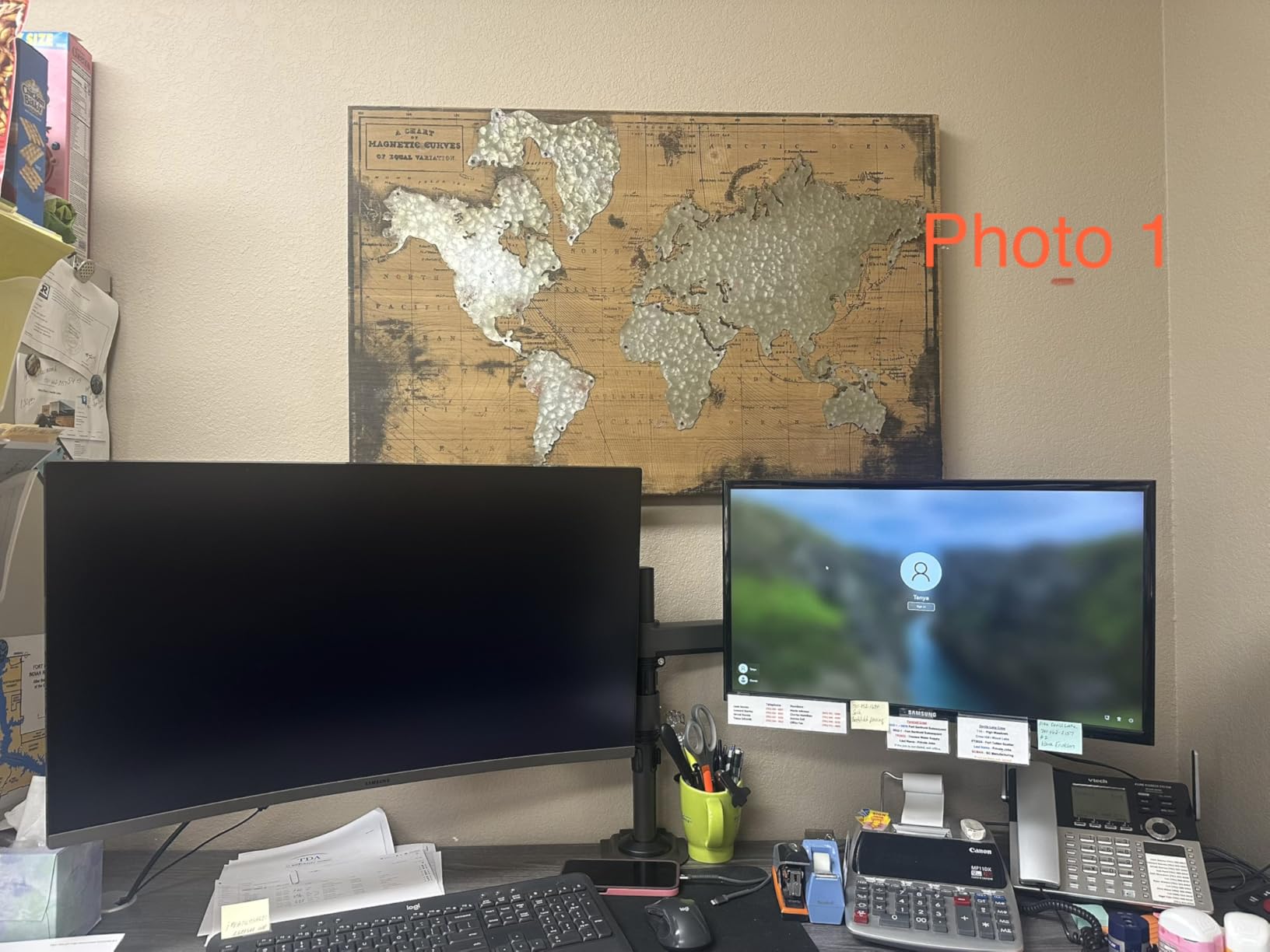 HUANUO 17-32 Inch Dual Monitor Stand, Vertical Dual Monitor Mount, Monitor Stand 2 Monitors, Ergonomic Adjustable Tilt/Swivel/Rotate, Weight Max 19.8 lbs, VESA 75/100mm customer photo 2