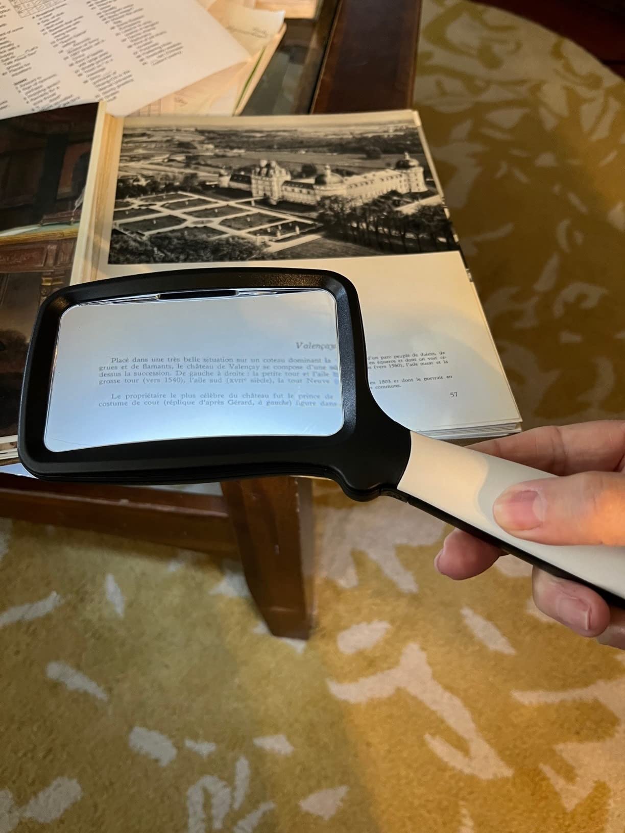 Folding Handheld Magnifying Glass with Light, 5X Large Rectangle Reading Magnifier with Dimmable LED for Seniors with Macular Degeneration, Newspaper, Books, Small Print, Lighted Gift for Low Visions customer photo 1
