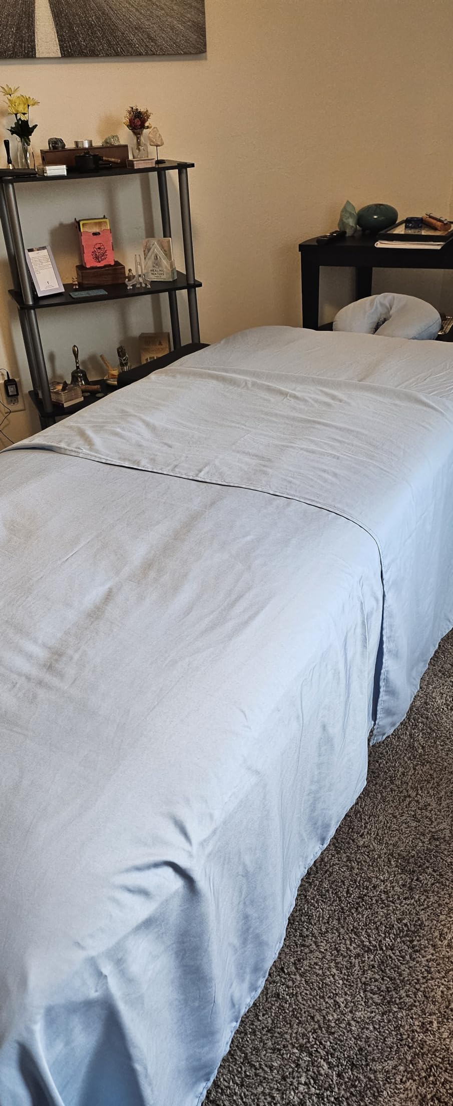 Saloniture Professional Portable Lightweight Bi-Fold Memory Foam Massage Table with Reiki Panels - Includes Headrest, Face Cradle, Armrests and Carrying Case - Black customer photo 1