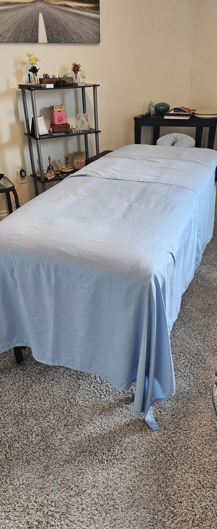 Saloniture Professional Portable Lightweight Bi-Fold Memory Foam Massage Table with Reiki Panels - Includes Headrest, Face Cradle, Armrests and Carrying Case - Black customer photo 2